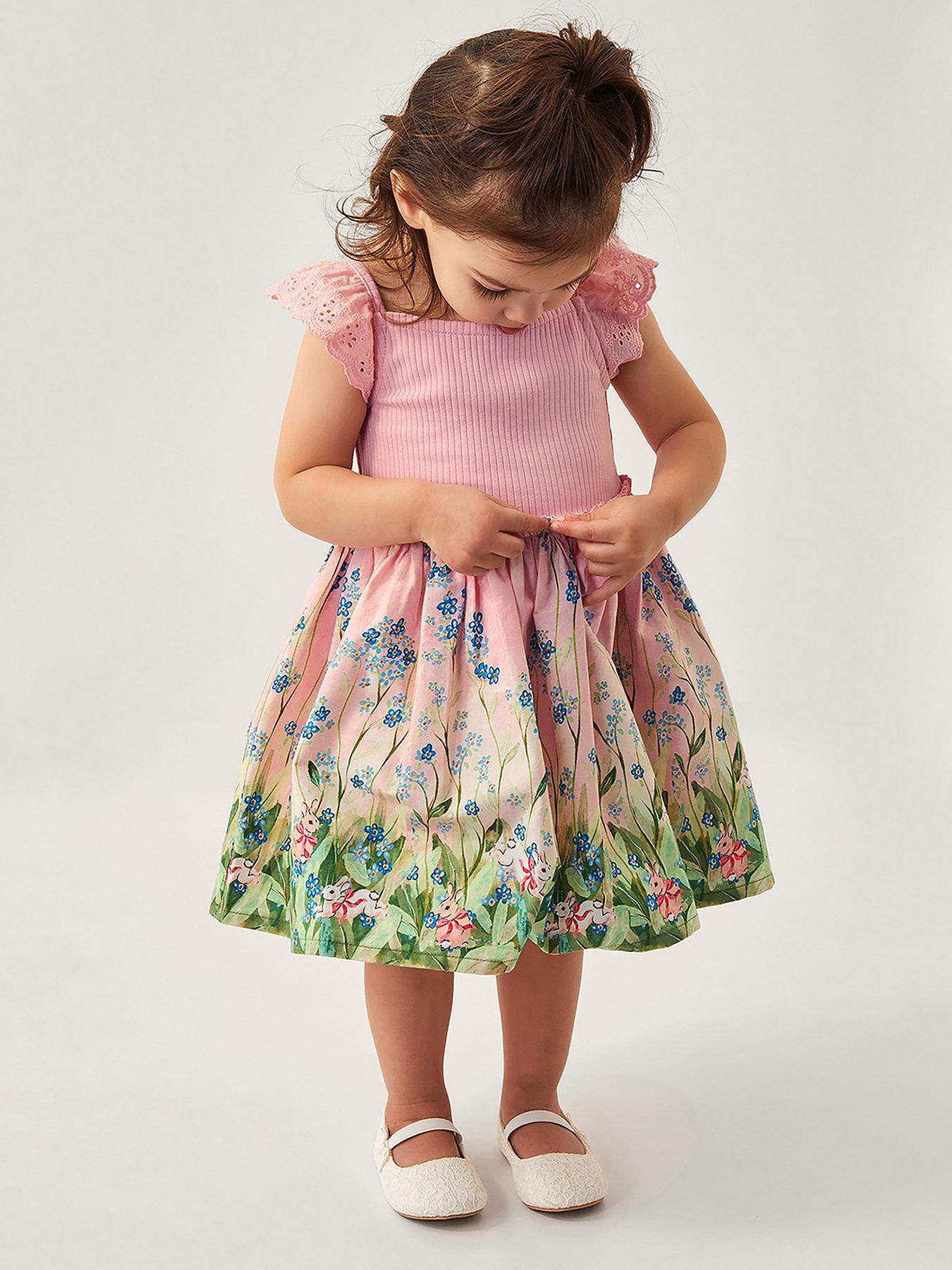 undefined Baby Girls Bunny Scene Dress - Pink