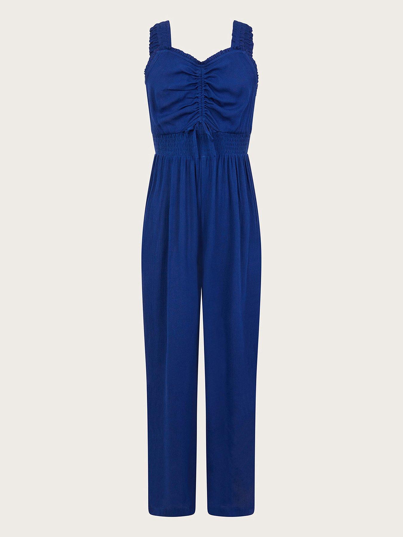 undefined Girls Sleeveless Crinkle Jumpsuit - Blue