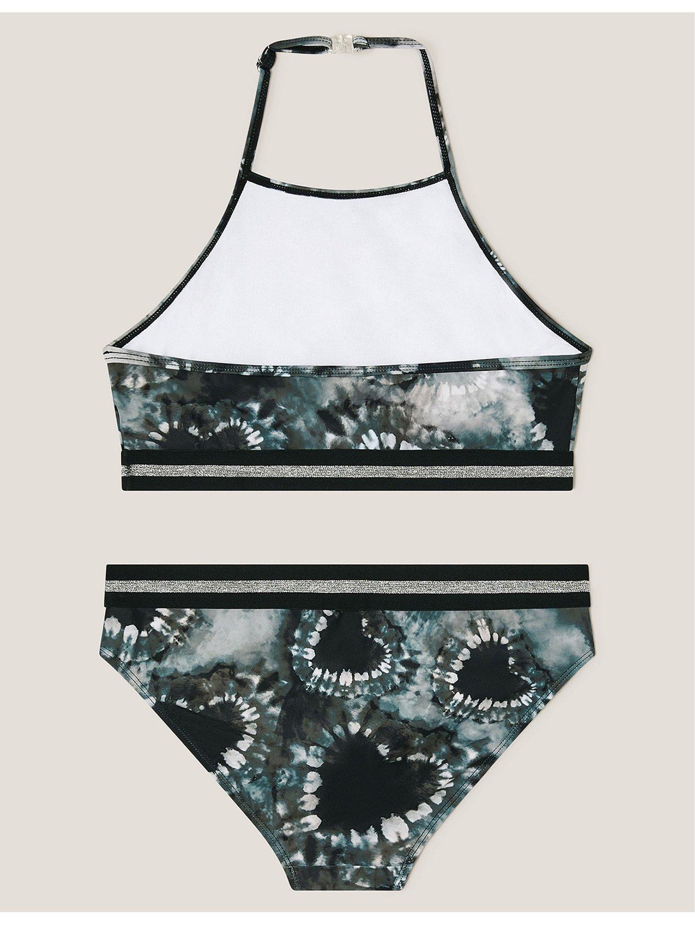 Image 2 of 3 of Monsoon Girls Mono Heart Tie Dye Bikini Set - Black