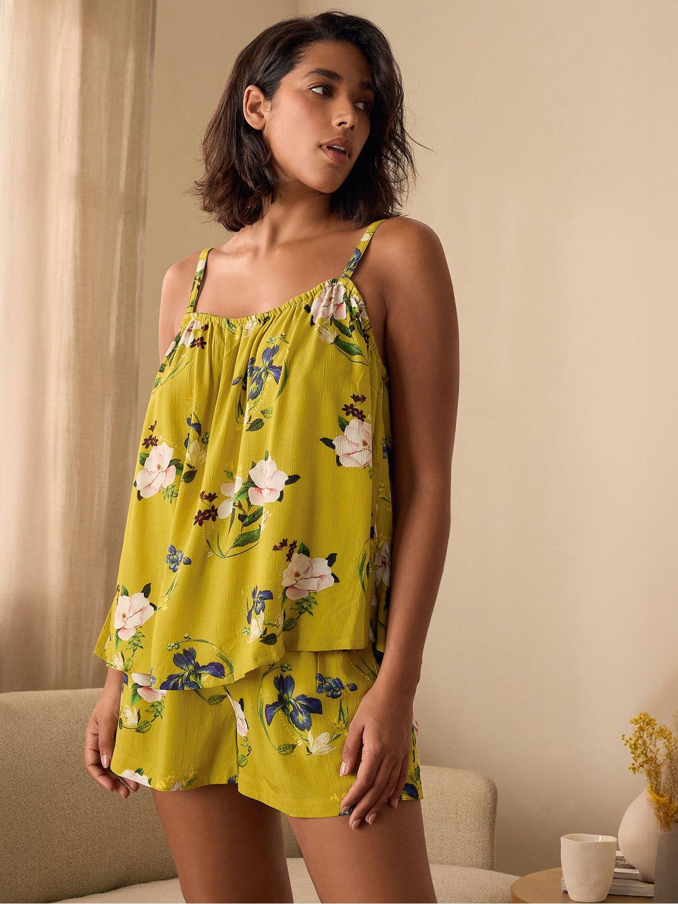 Image 1 of 5 of B By Ted Baker Floral Cami Short Pyjama Set - Green
