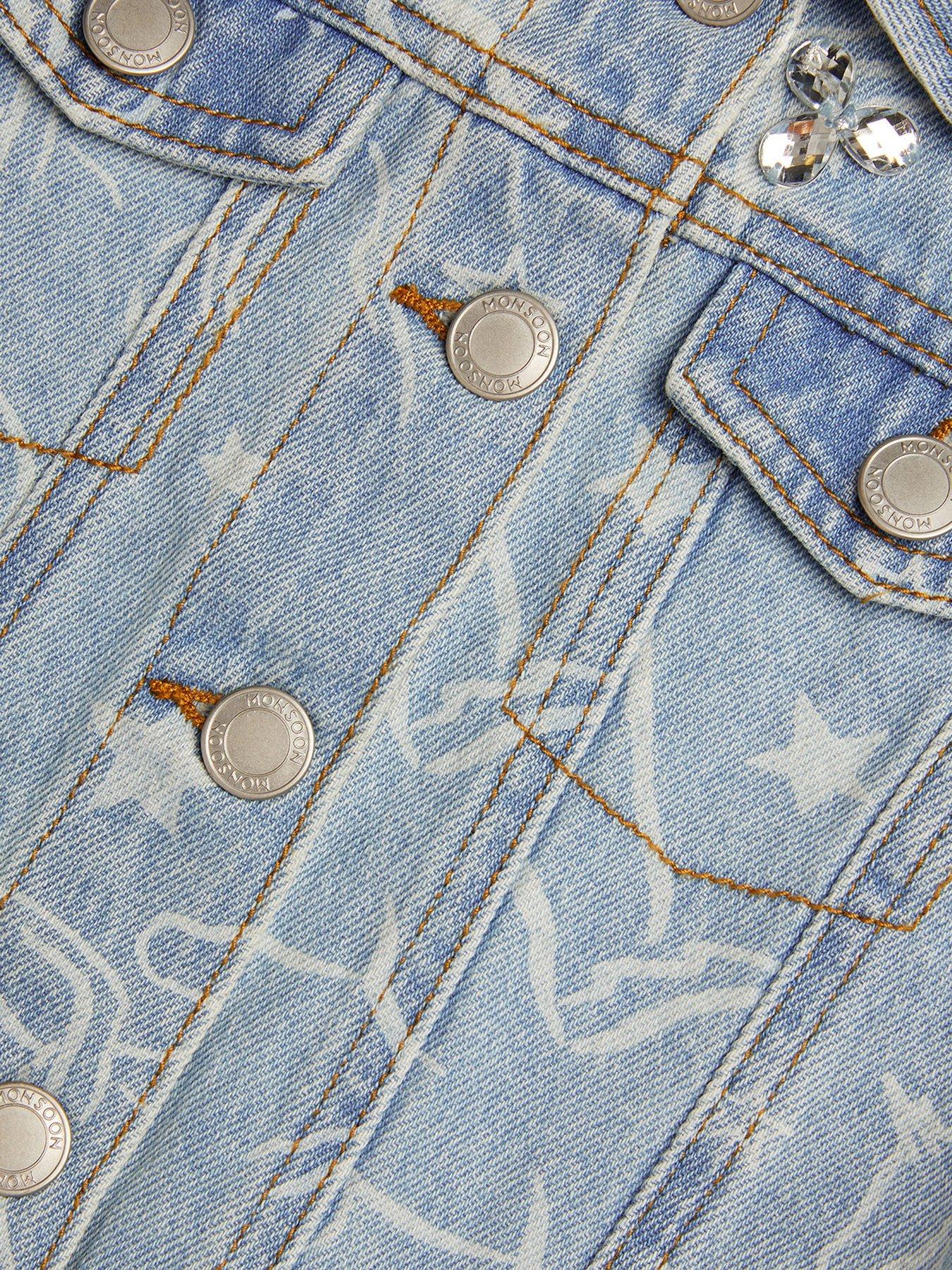 Image 3 of 3 of Monsoon Girls Unicorn Rhinestone Denim Jacket - Blue