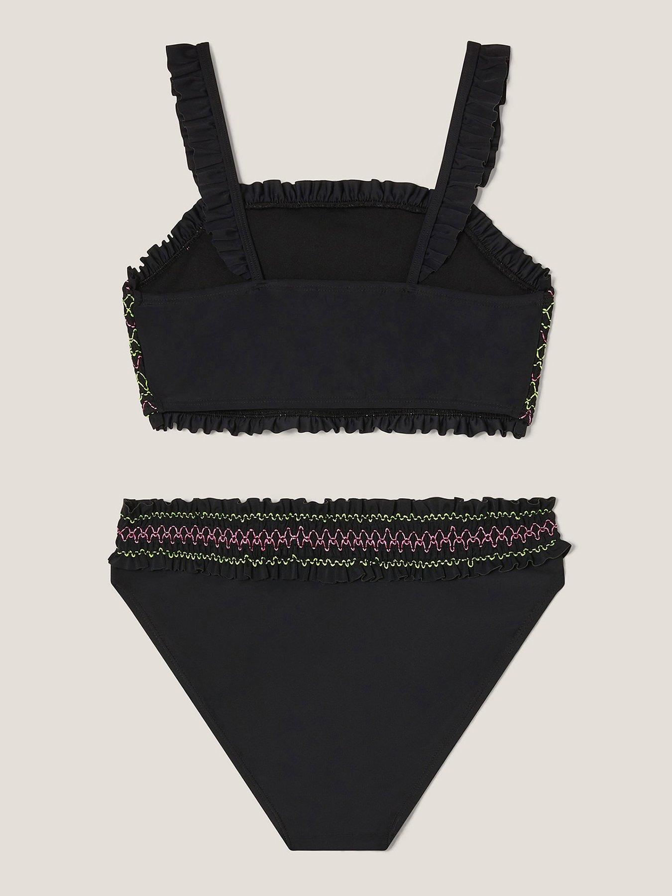 Image 2 of 3 of Monsoon Girls Shirred Stitch Bikini Set - Black