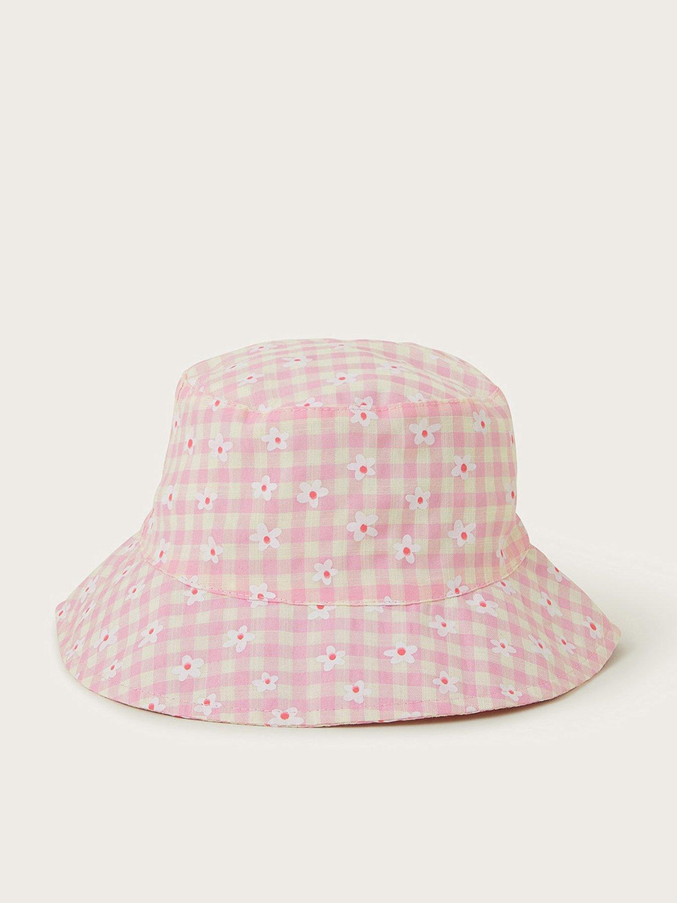 Image 1 of 2 of Monsoon Baby Girls Check Floppy Bucket Hat - Pink