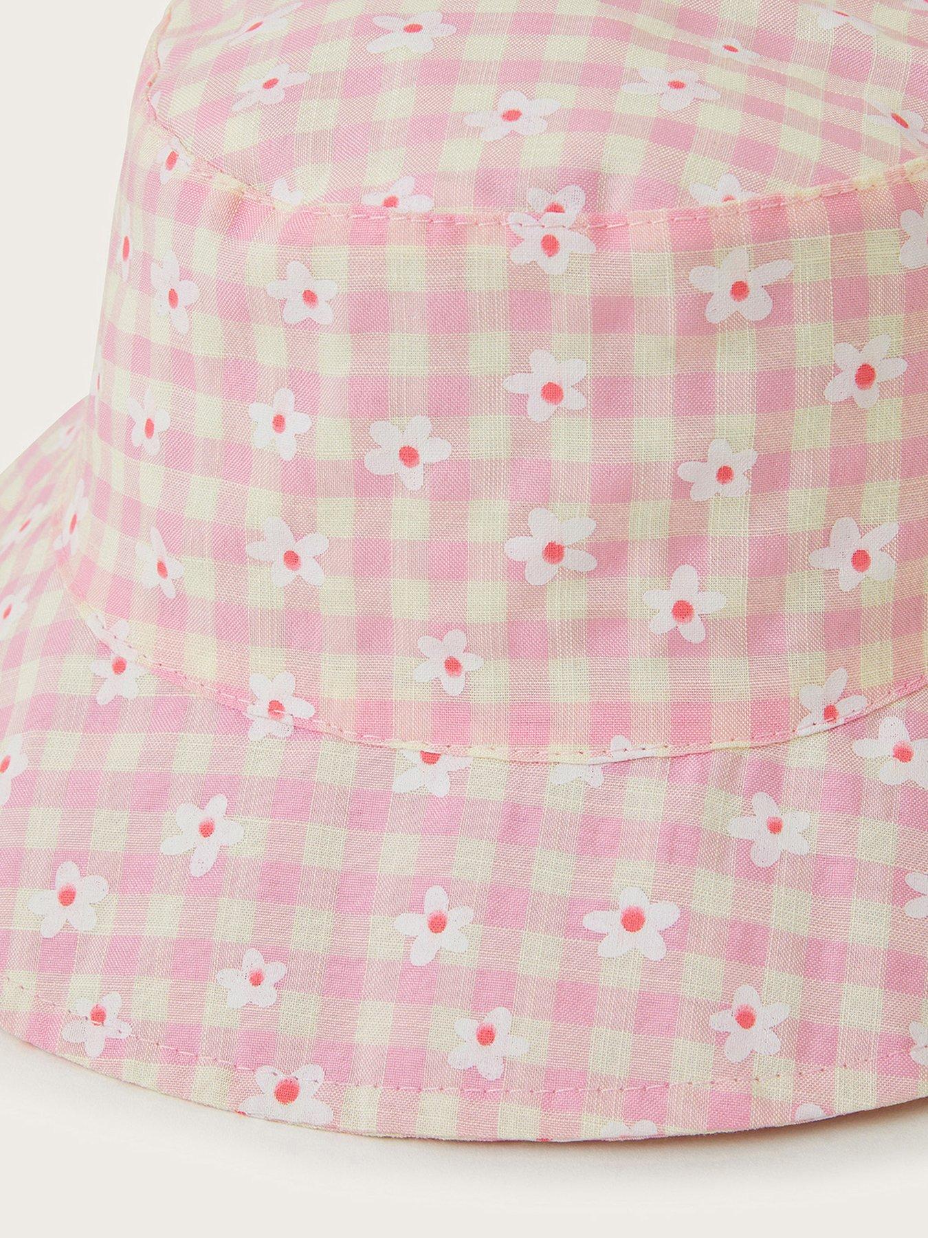 Image 2 of 2 of Monsoon Baby Girls Check Floppy Bucket Hat - Pink