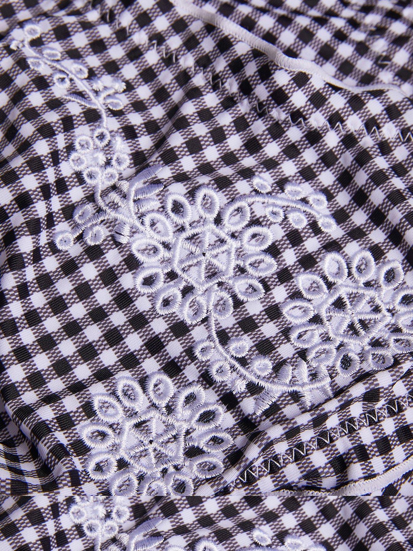 Image 3 of 3 of Monsoon Girls Storm Gingham Embroidered Frill Bikini - Black