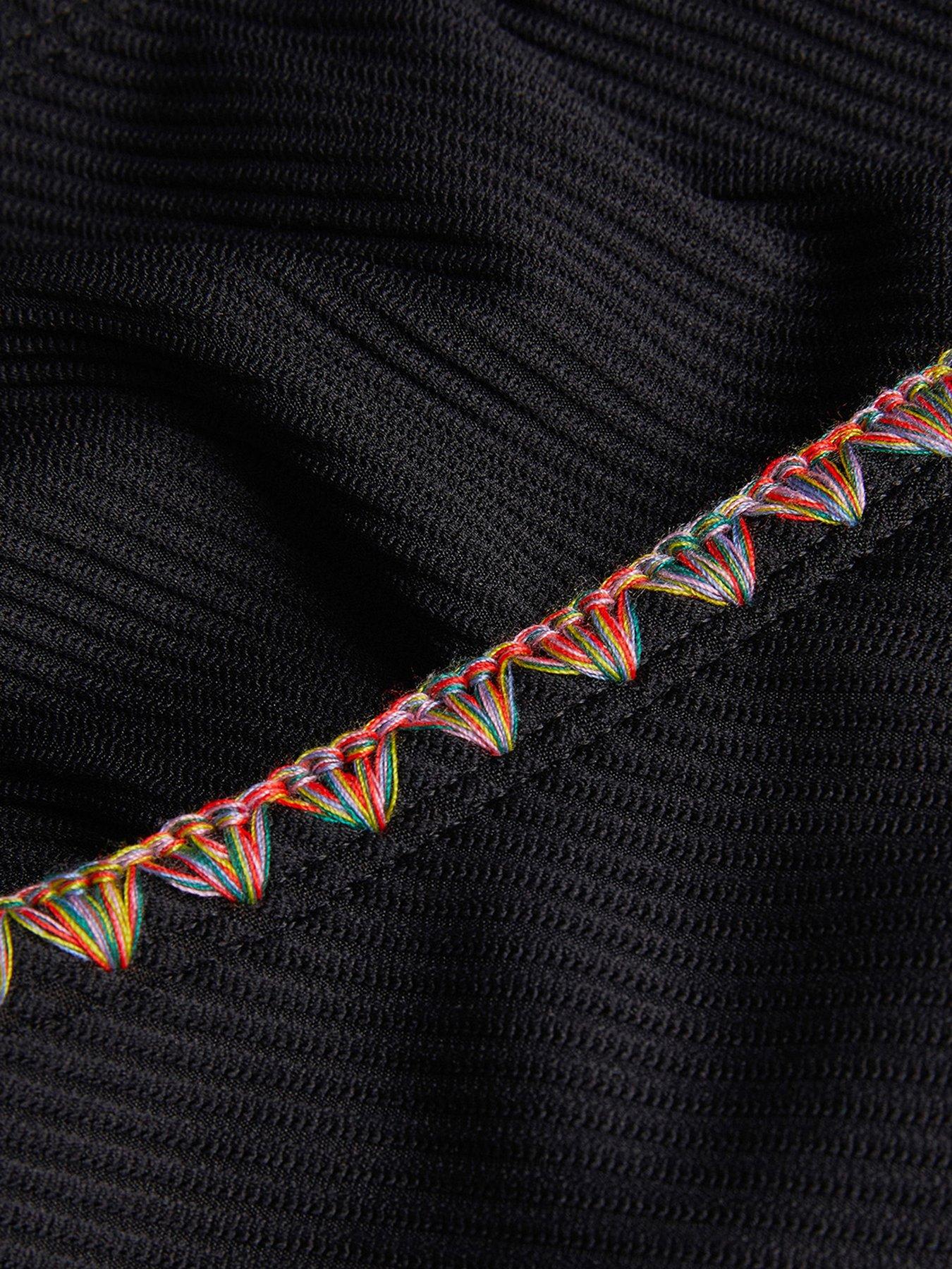 Image 3 of 3 of Monsoon Girls Rainbow Stitch Ribbed Swimsuit - Black