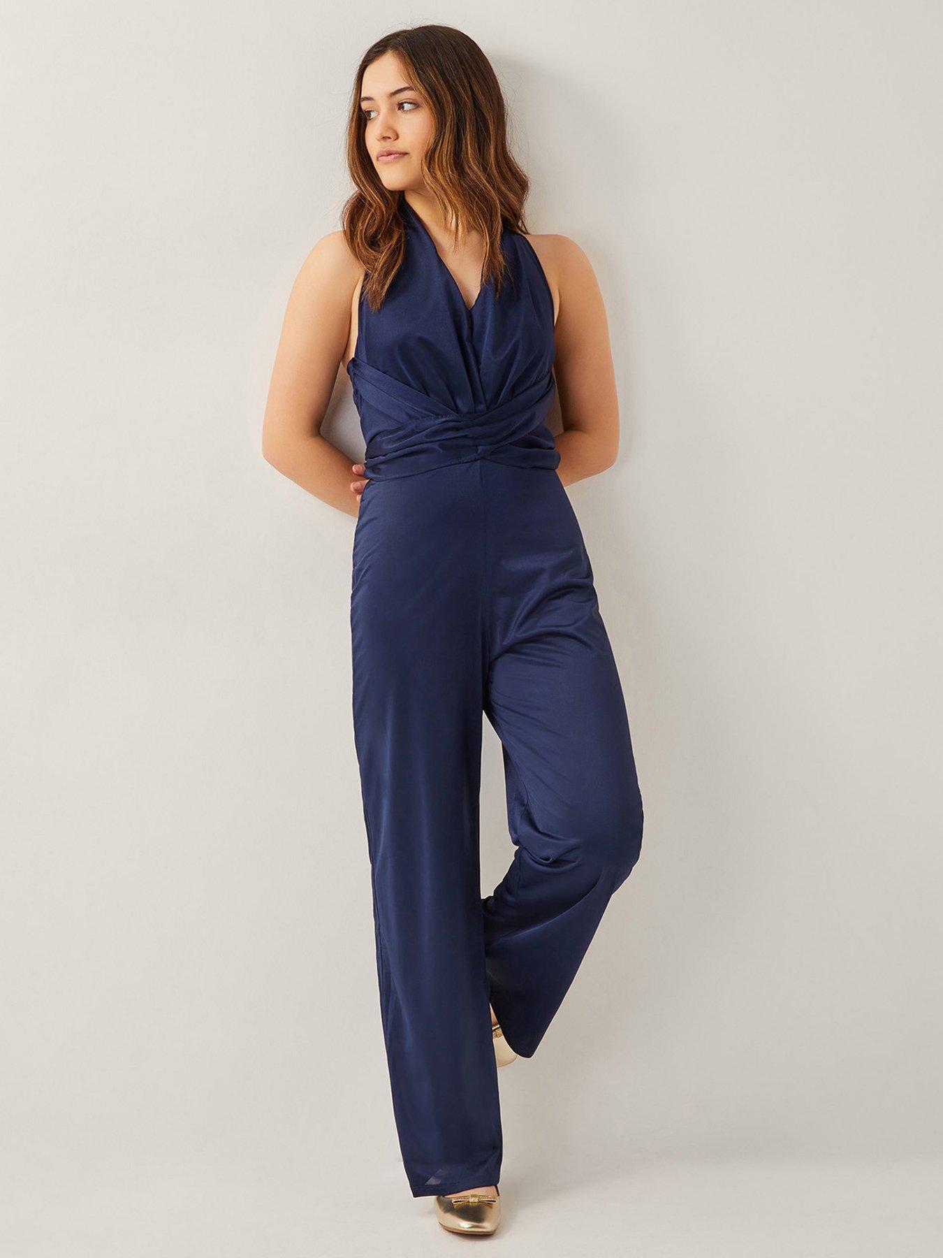 undefined Girls Tia Twist Sleeveless Jumpsuit - Navy