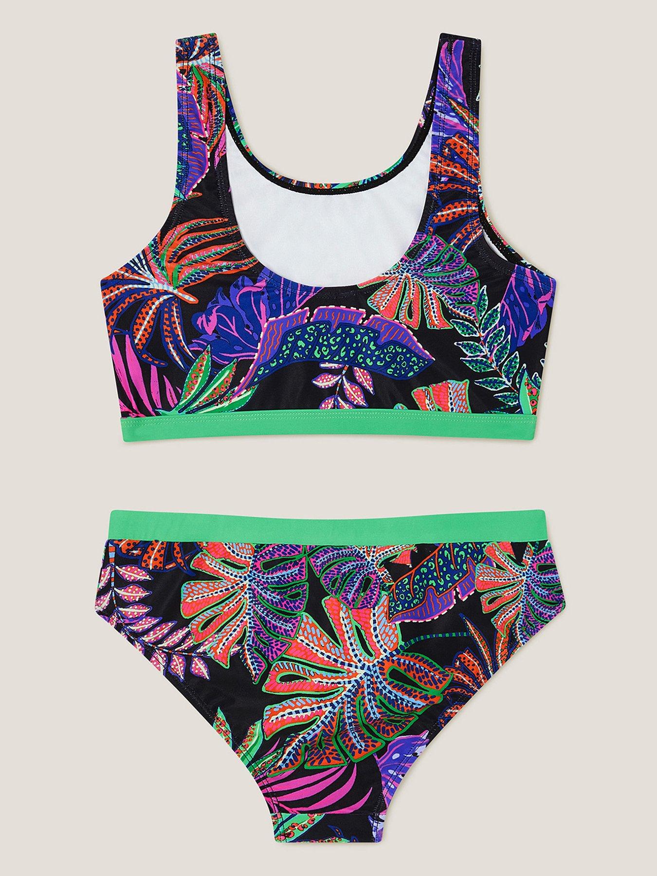 Image 2 of 3 of Monsoon Girls Storm Tropical Bikini Set - Black