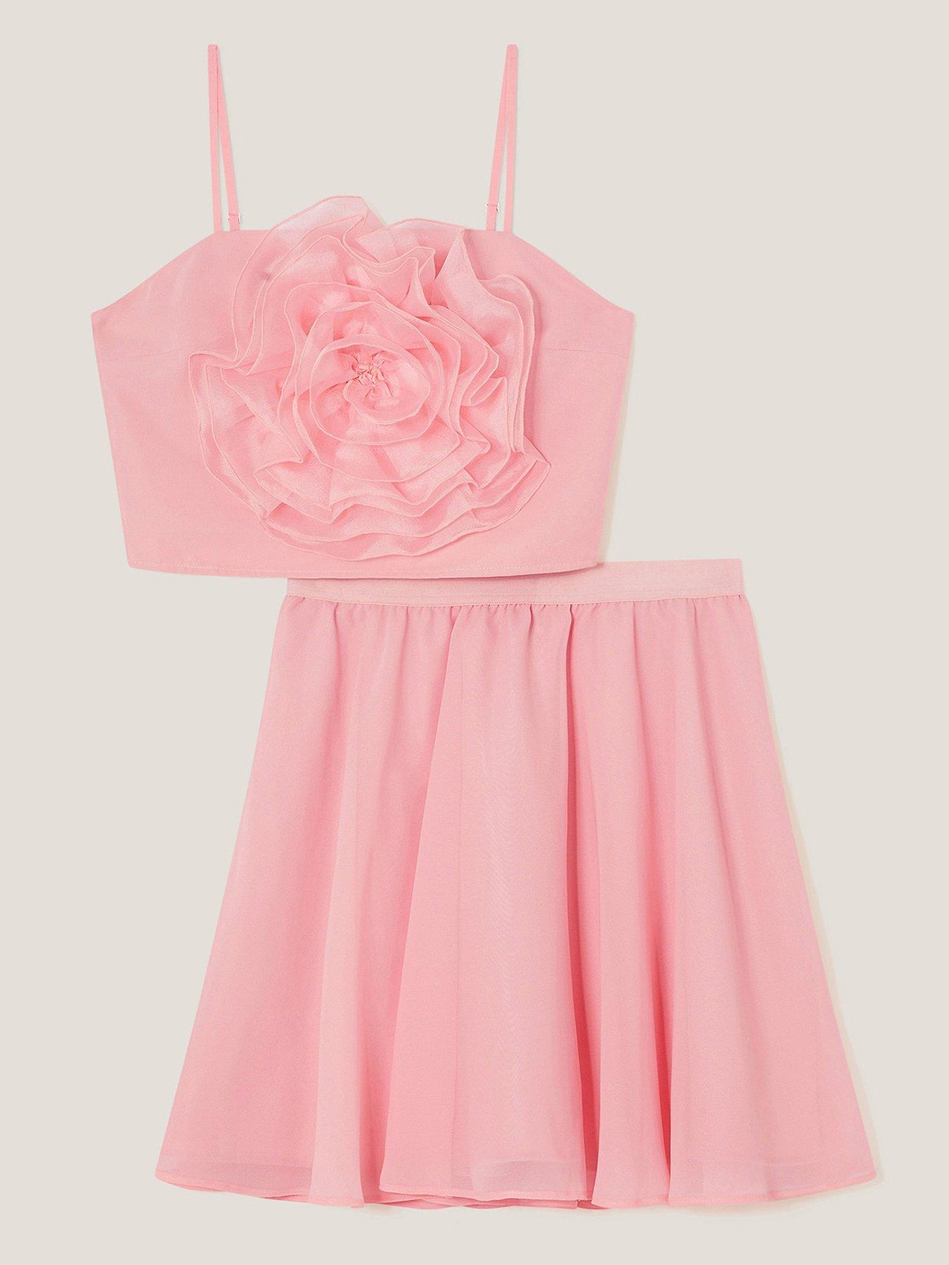 undefined Girls 3d Flower Co-ord Prom Set - Light Pink