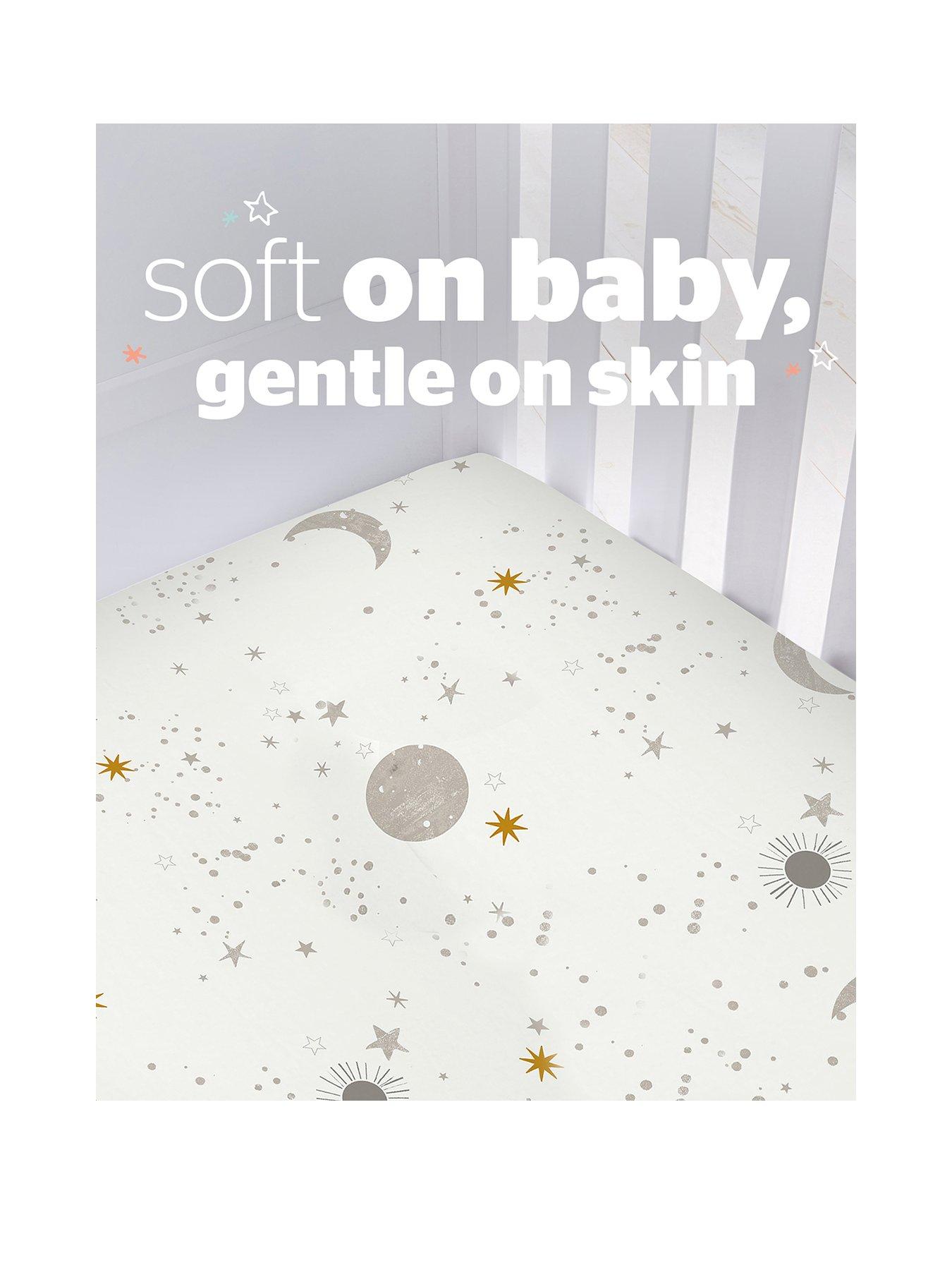 Image 2 of 7 of Silentnight Safe Nights Pack of 2 100% Cotton Cot Bed Fitted Sheets &ndash; Celestial