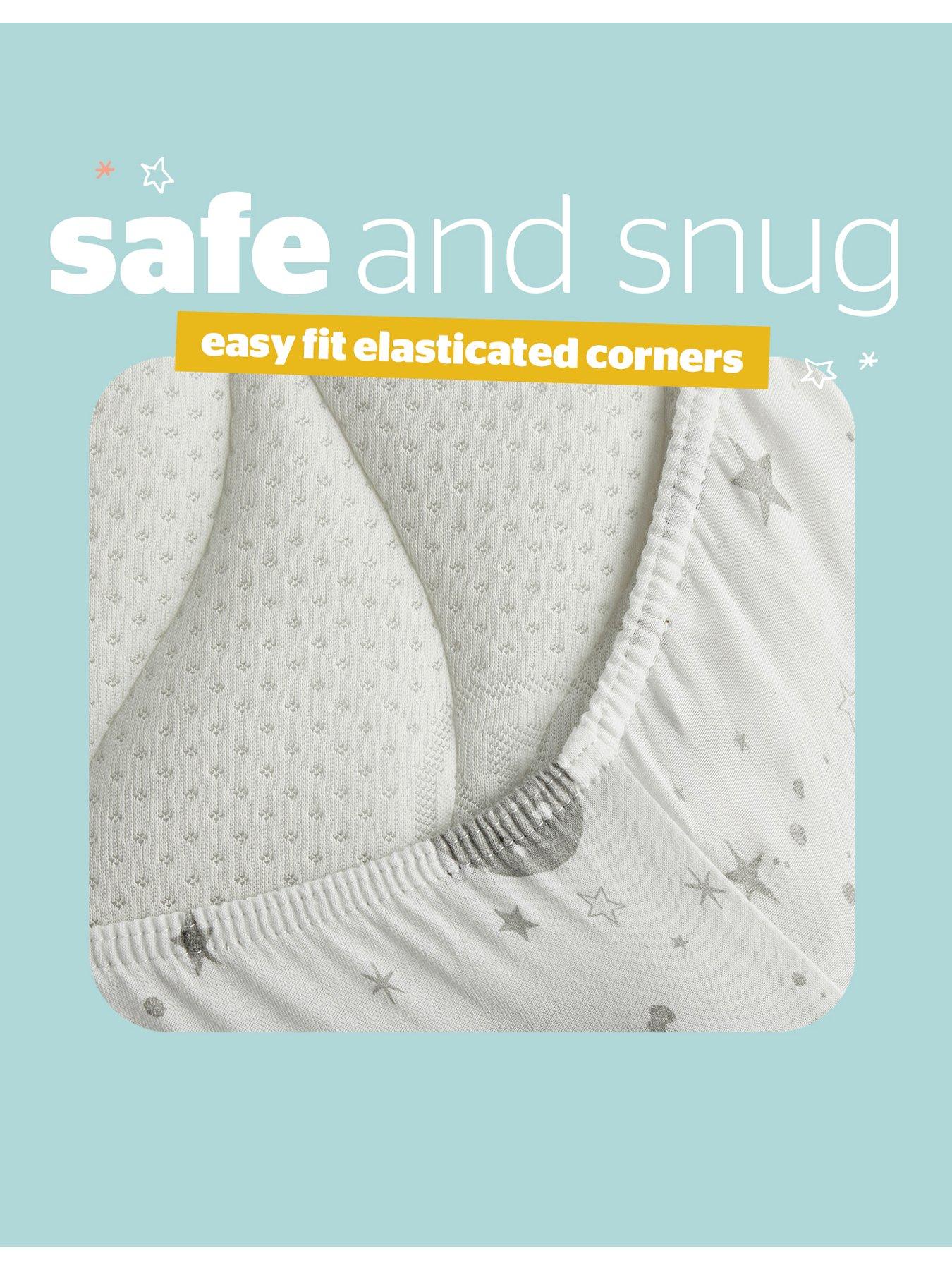 Image 5 of 7 of Silentnight Safe Nights Pack of 2 100% Cotton Cot Bed Fitted Sheets &ndash; Celestial