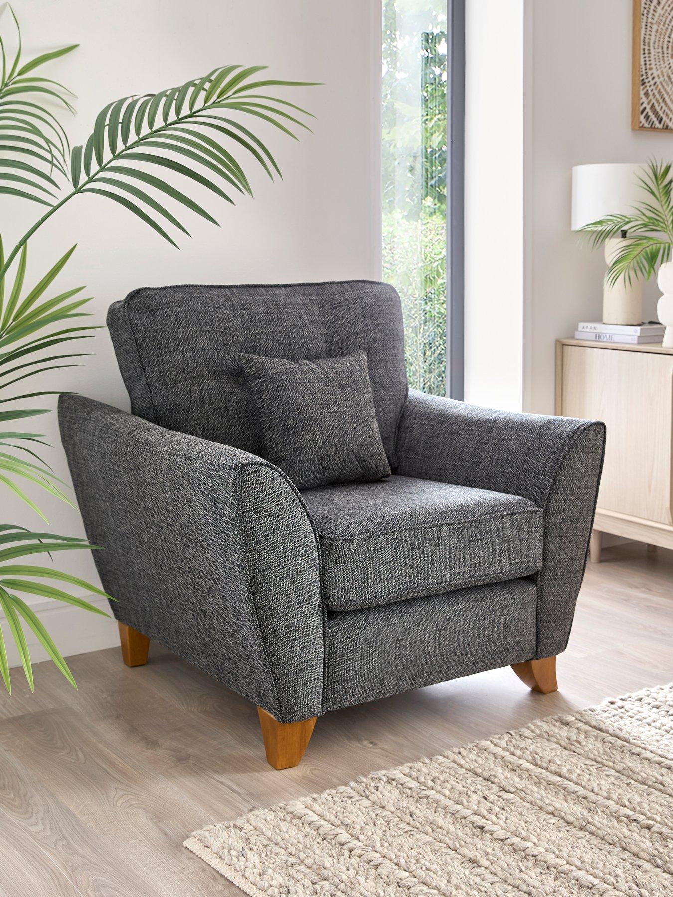 The Very Collection Halstow Fabric Armchair - Charcoal - Made to order in the UK