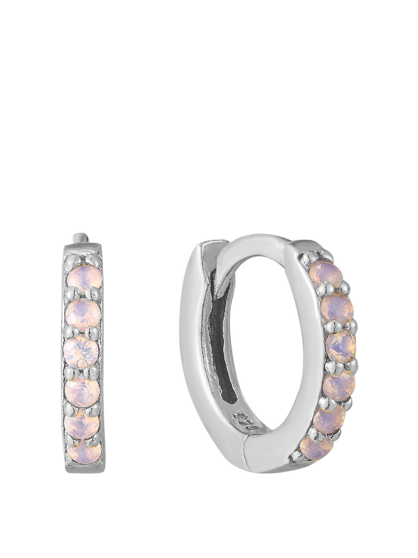 Seol + Gold Birthstone CZ Tiny Hoop Earrings