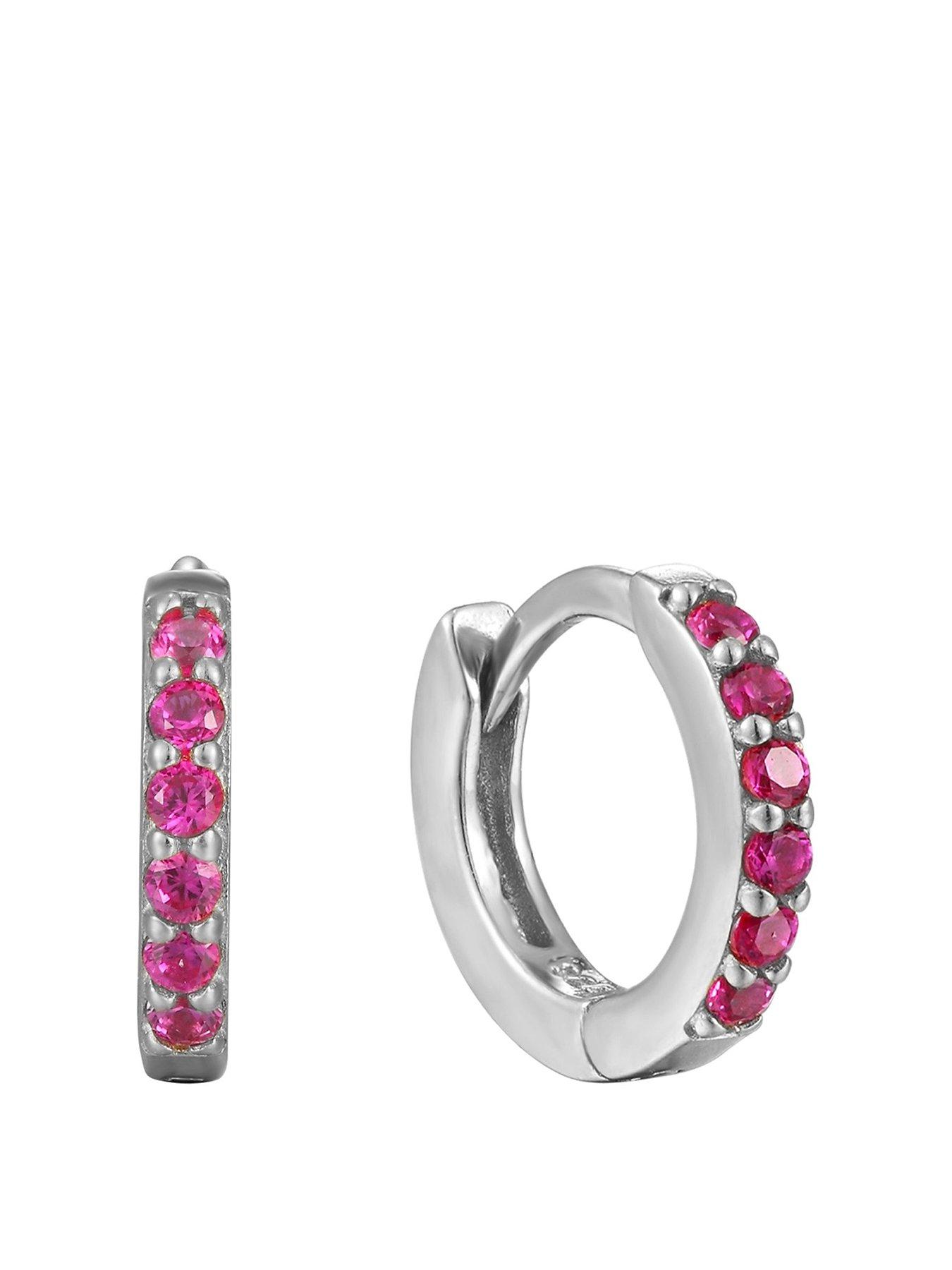 Seol + Gold Birthstone CZ Tiny Hoop Earrings