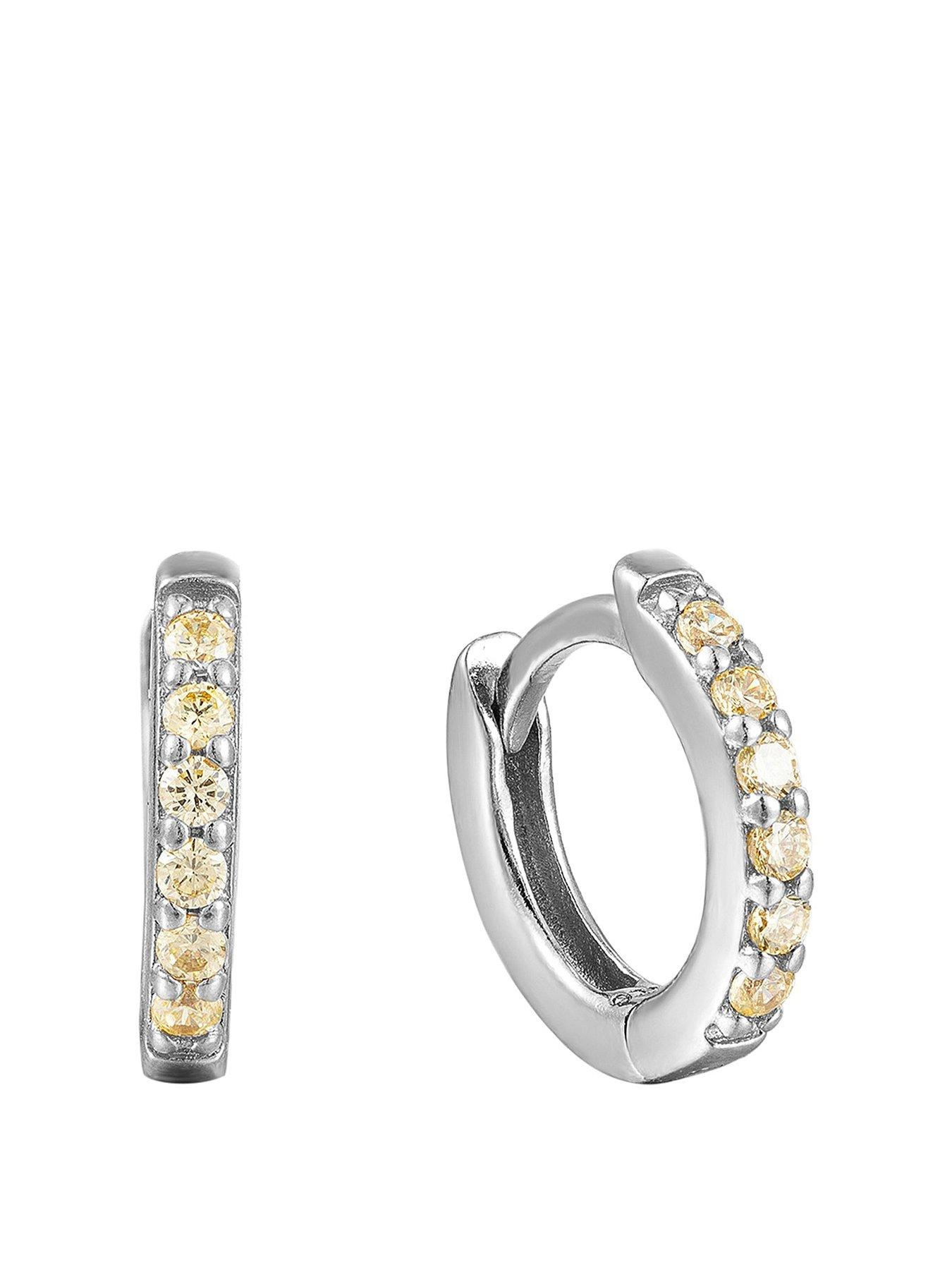 Seol + Gold Birthstone CZ Tiny Hoop Earrings
