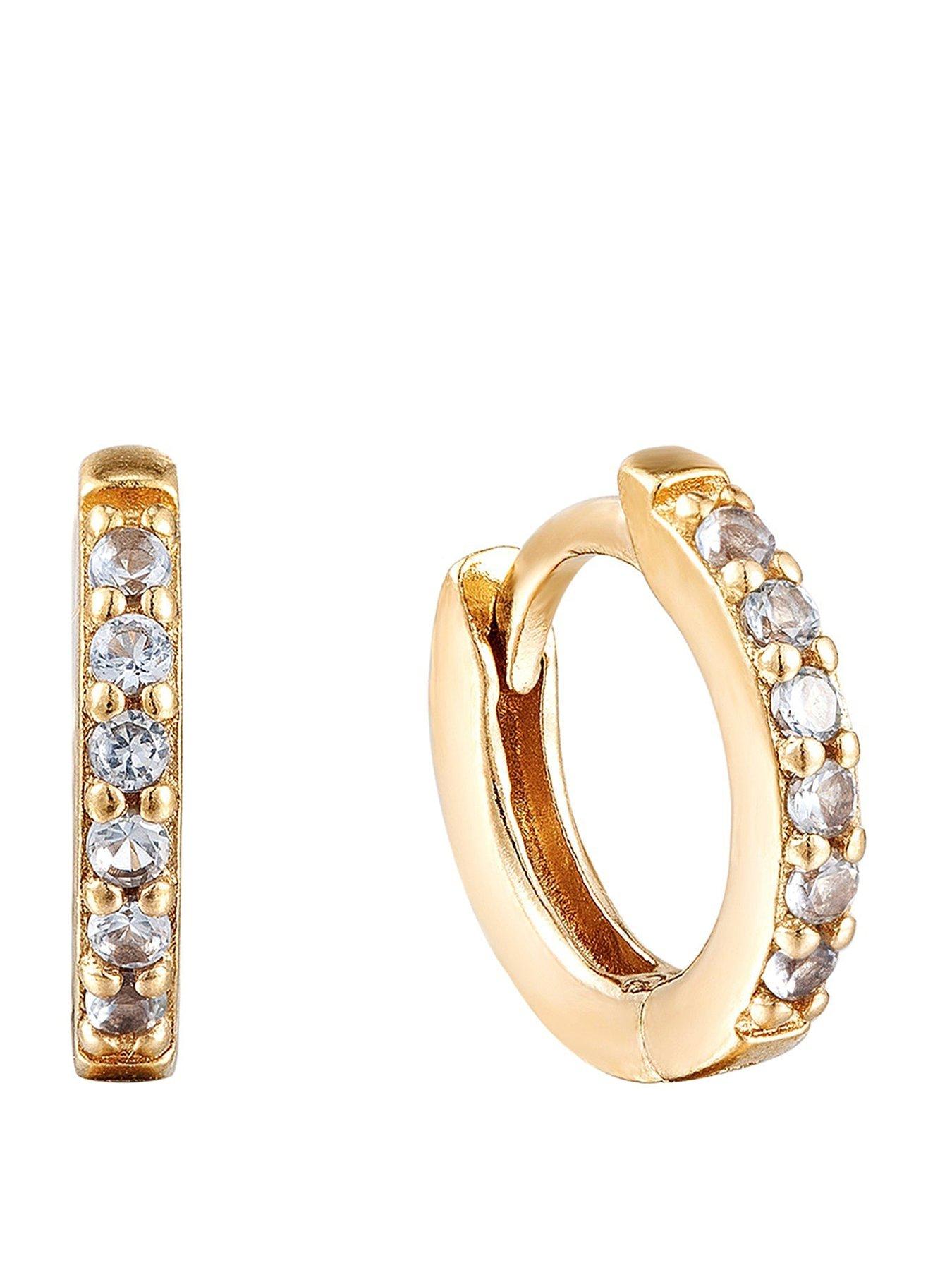 Seol + Gold Birthstone CZ Tiny Hoop Earrings
