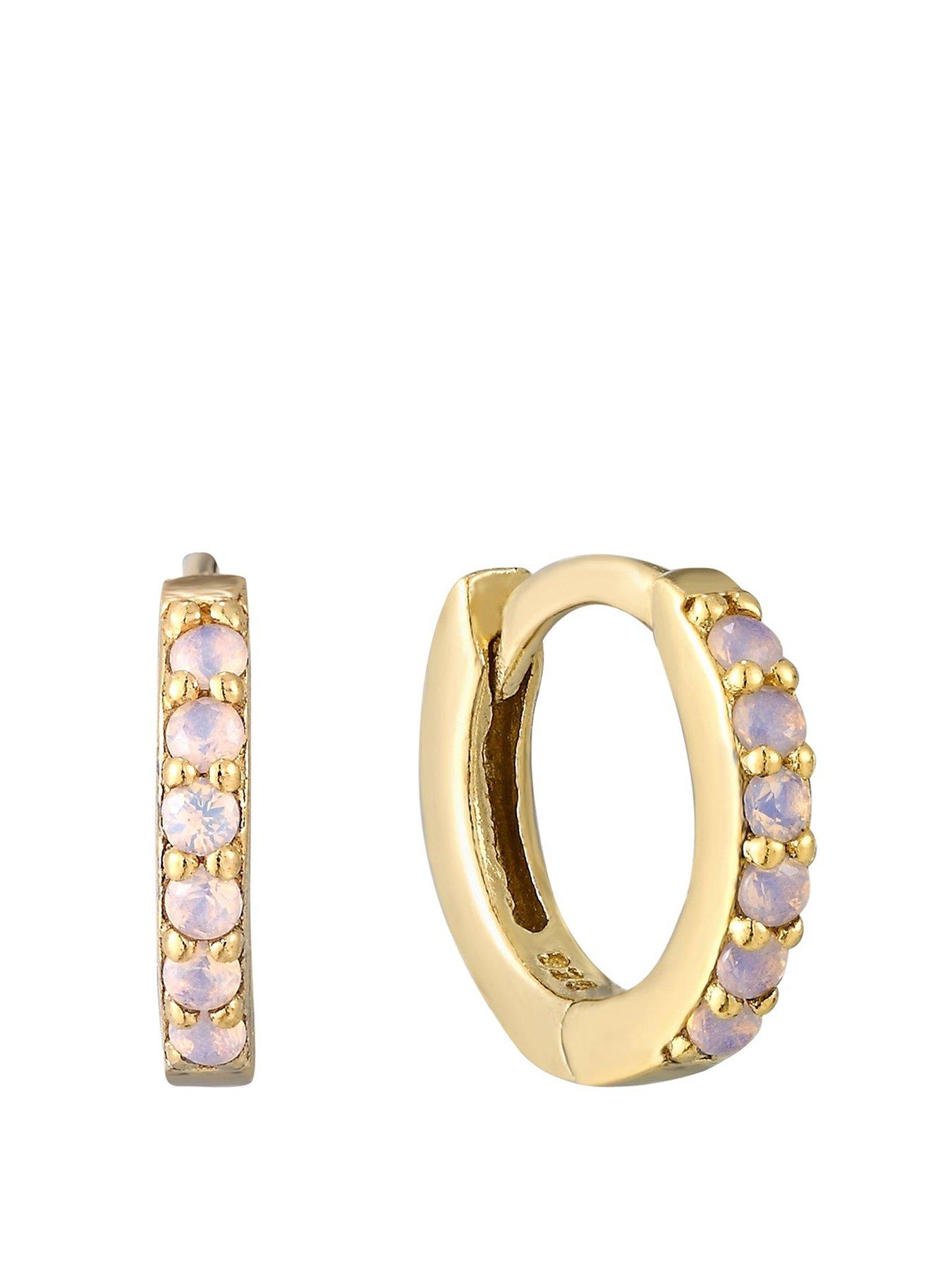 Seol + Gold Birthstone CZ Tiny Hoop Earrings