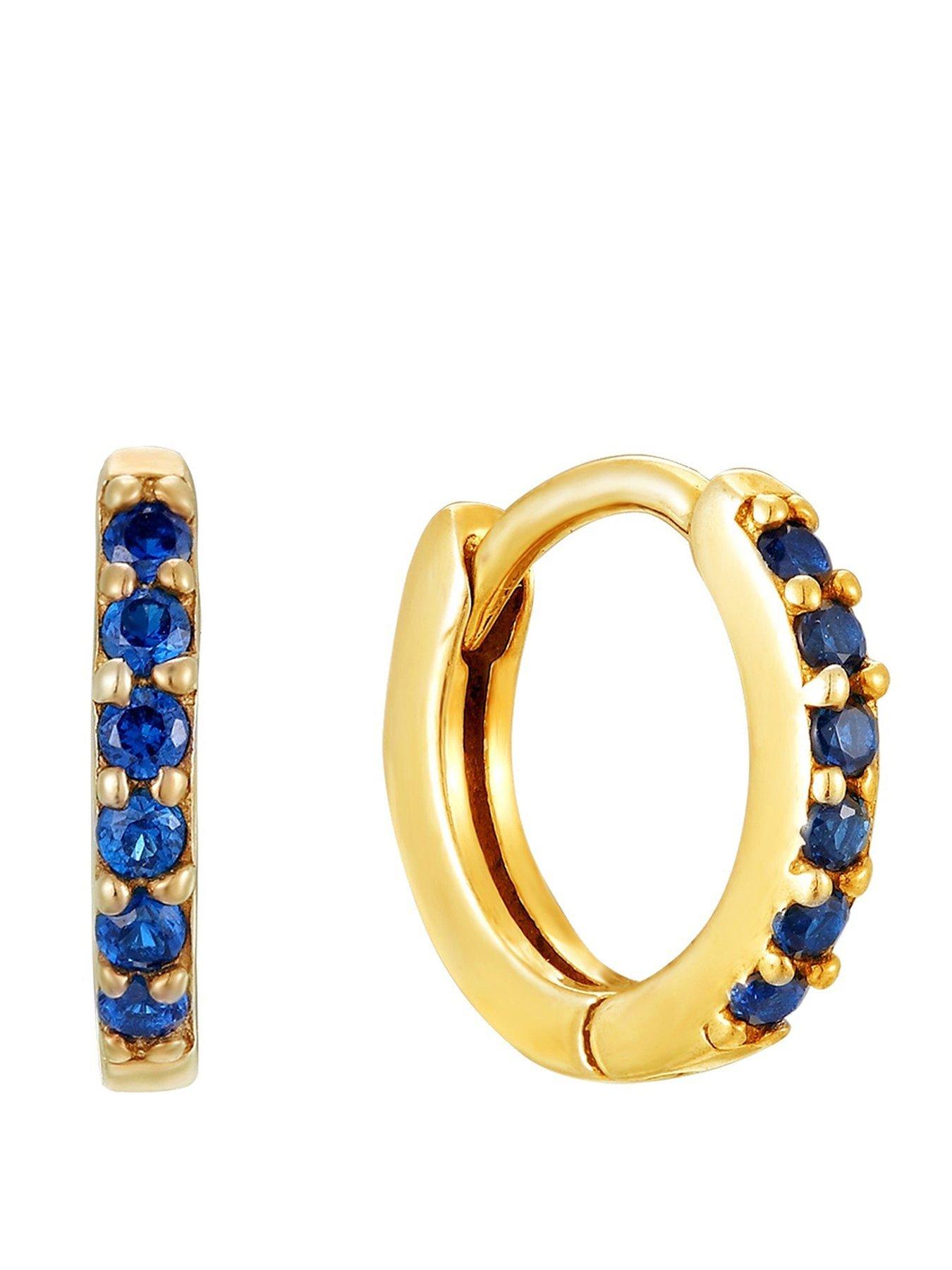 Seol + Gold Birthstone CZ Tiny Hoop Earrings