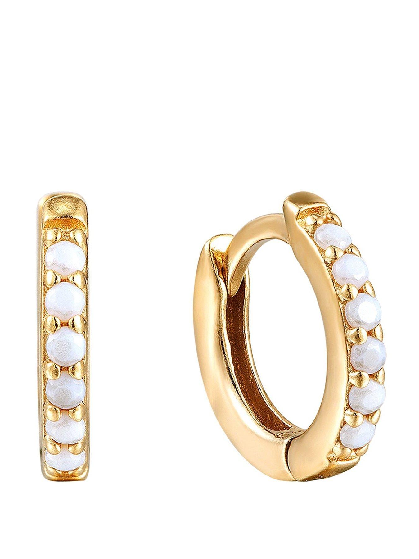 Seol + Gold Birthstone CZ Tiny Hoop Earrings