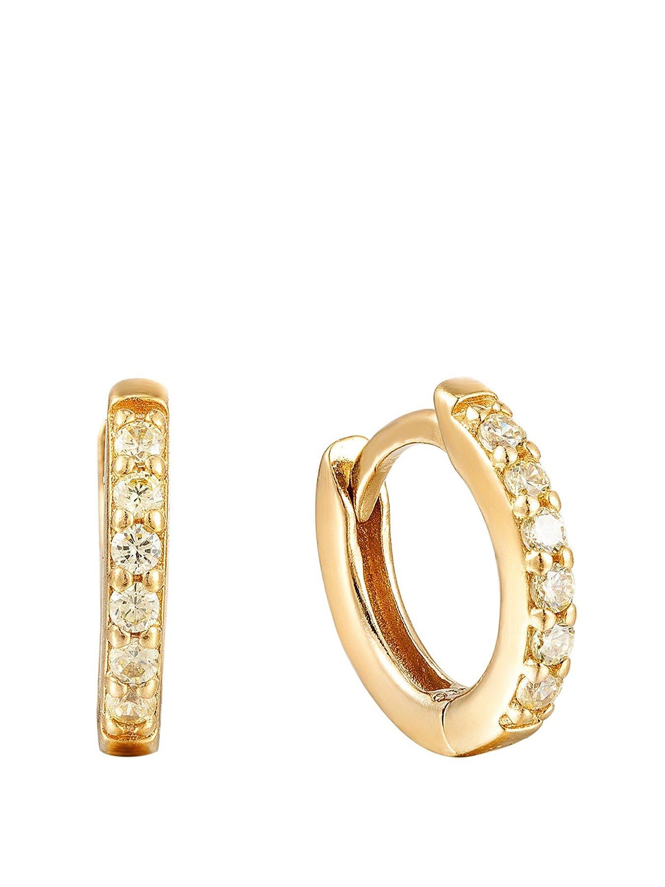 Seol + Gold Birthstone CZ Tiny Hoop Earrings