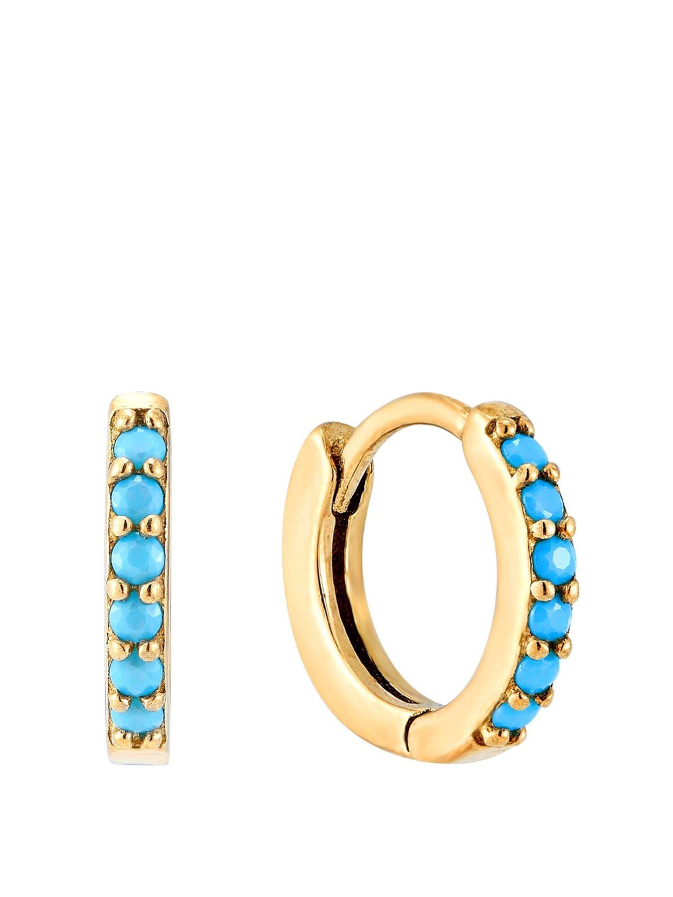 Seol + Gold Birthstone CZ Tiny Hoop Earrings