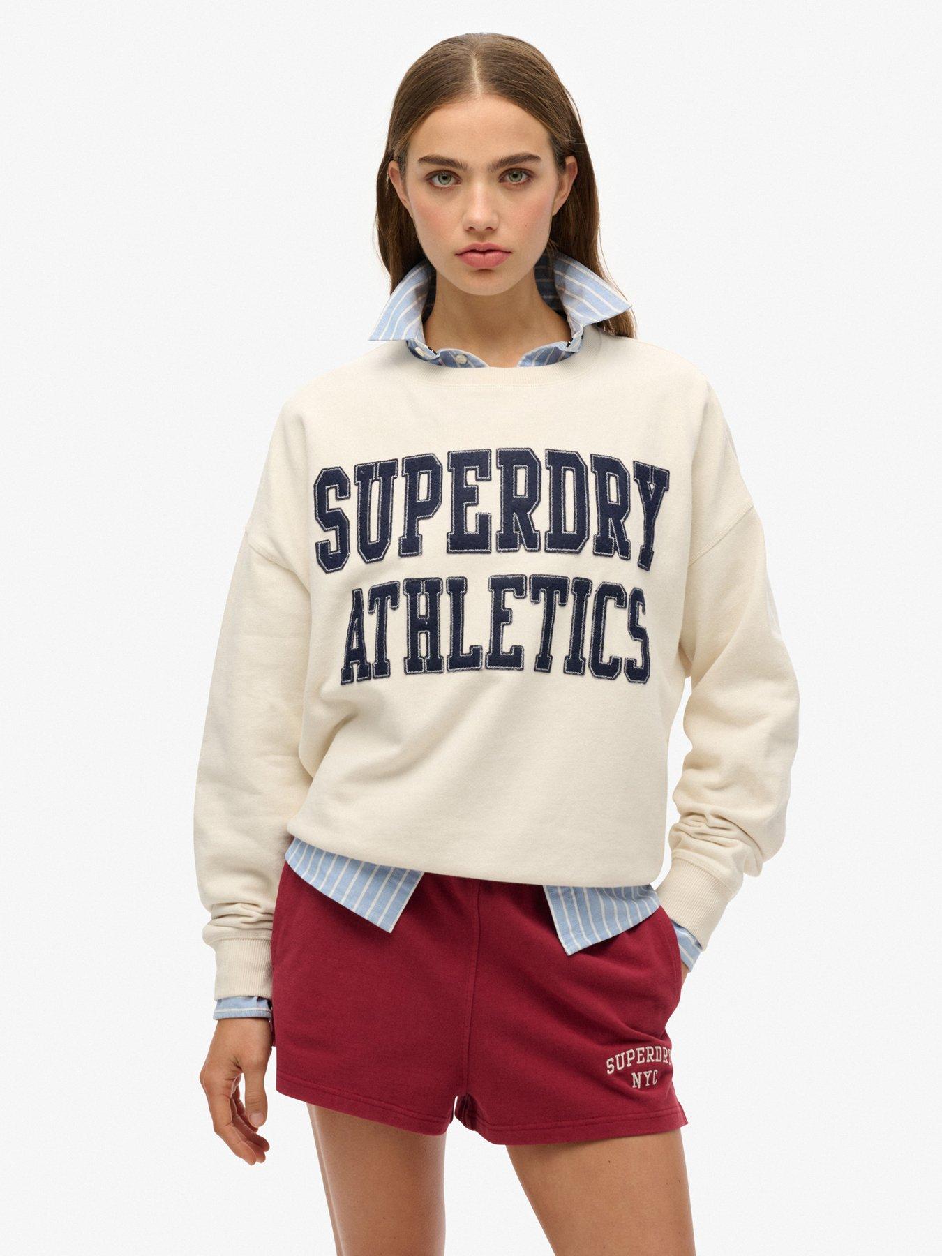 Superdry Athletic Essentials Relaxed Applique Sweatshirt - White