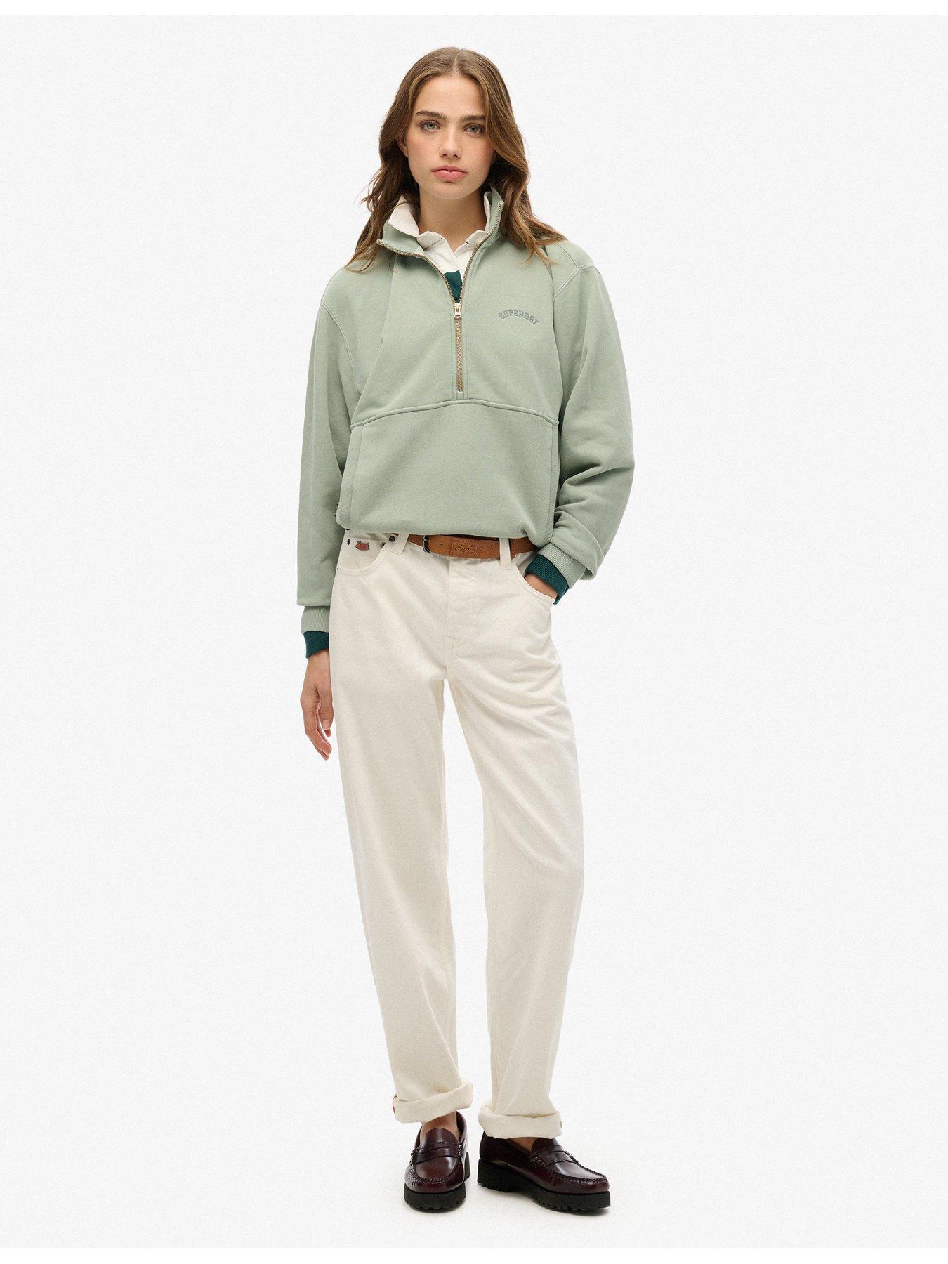 Image 3 of 5 of Superdry Essential Logo Oversized Half Zip Sweatshirt - Green