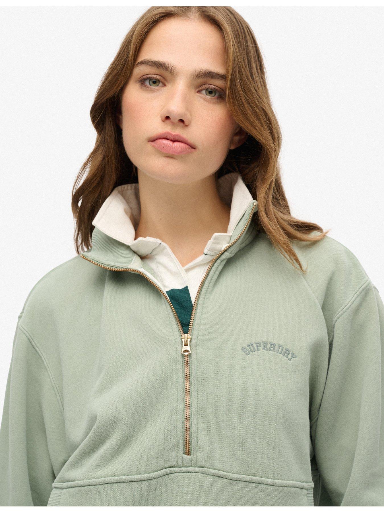 Image 4 of 5 of Superdry Essential Logo Oversized Half Zip Sweatshirt - Green