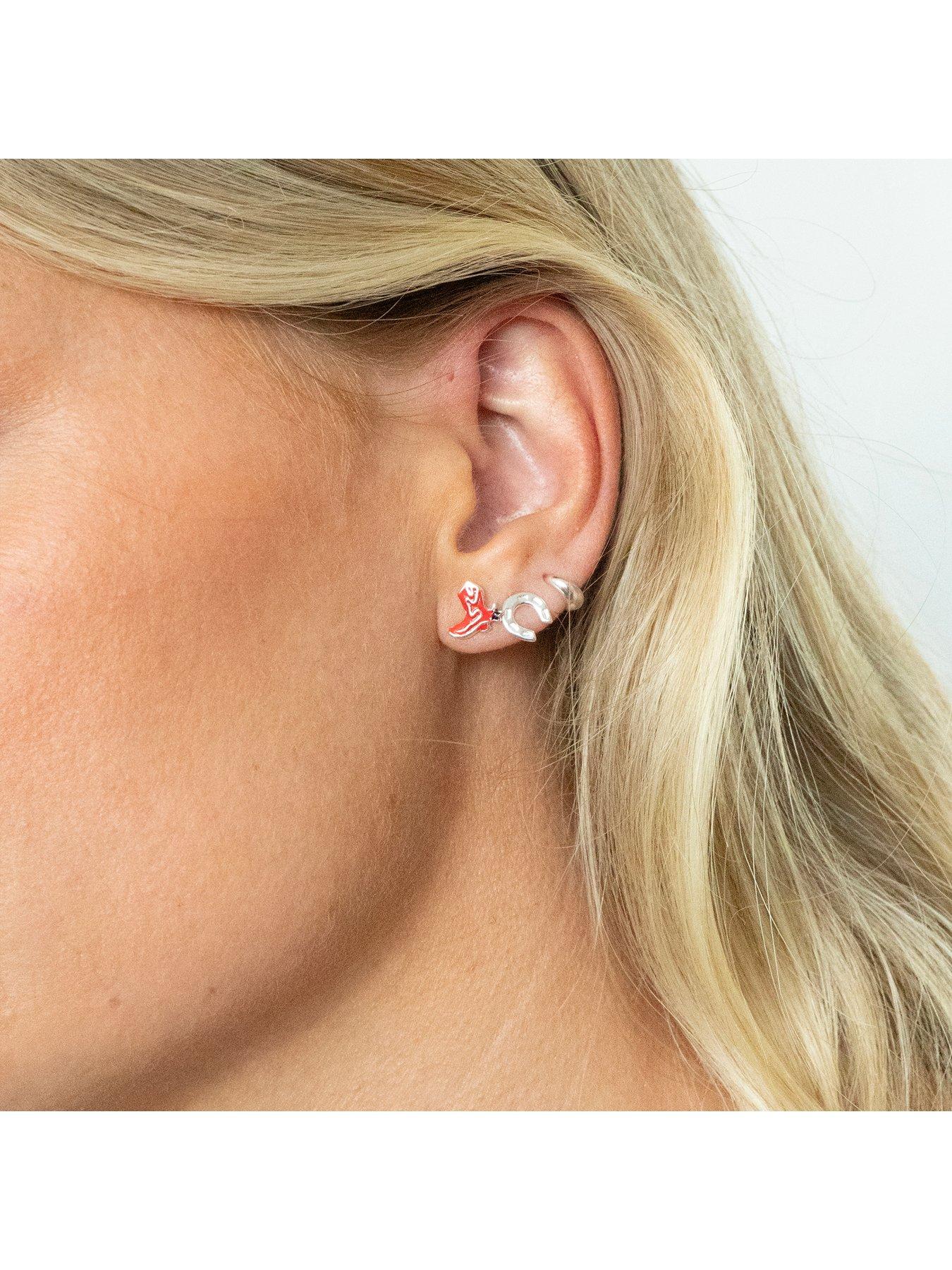 Image 2 of 4 of Seol + Gold Horseshoe Stud Earrings