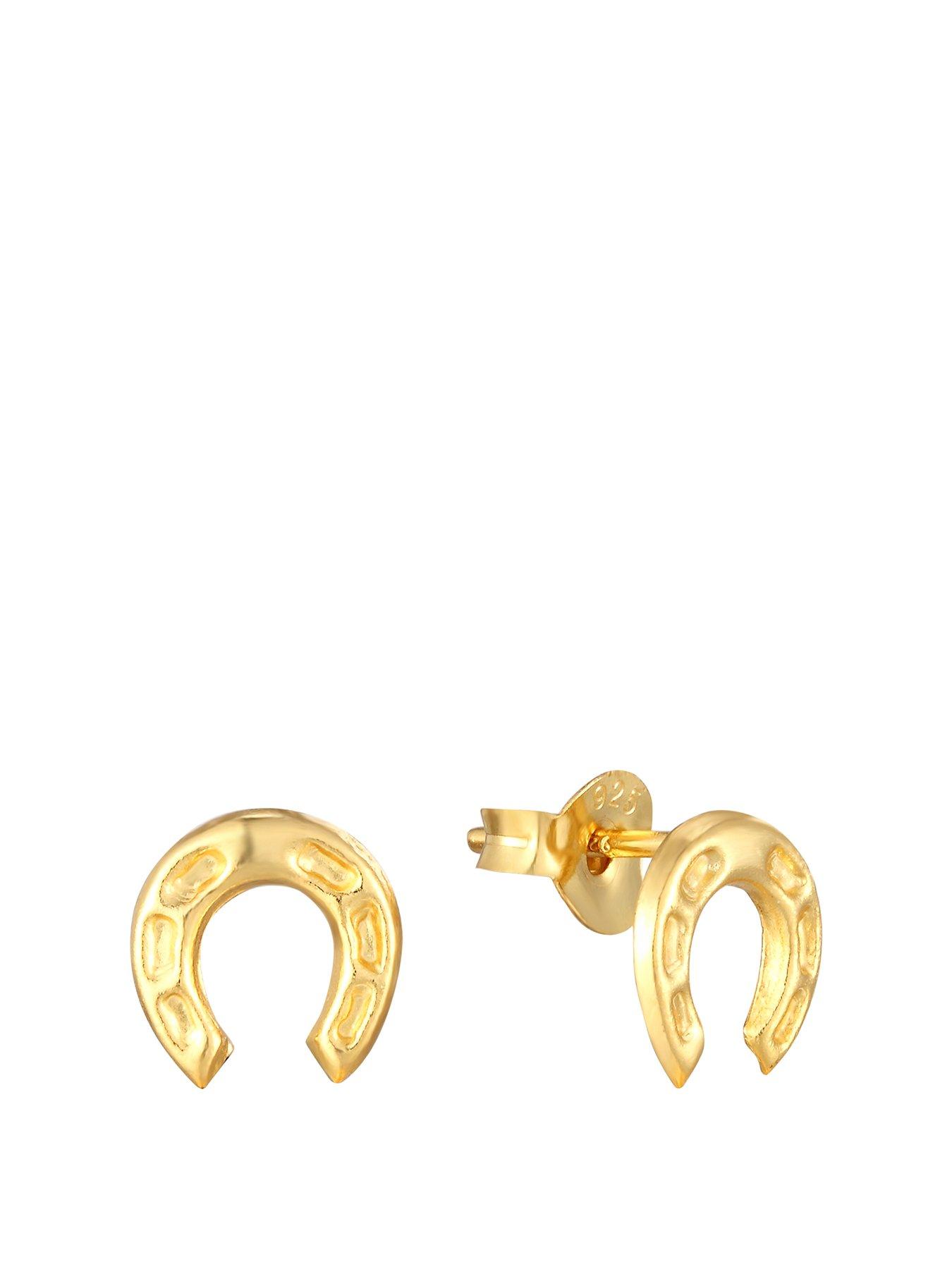 Seol + Gold Horseshoe Stud Earrings