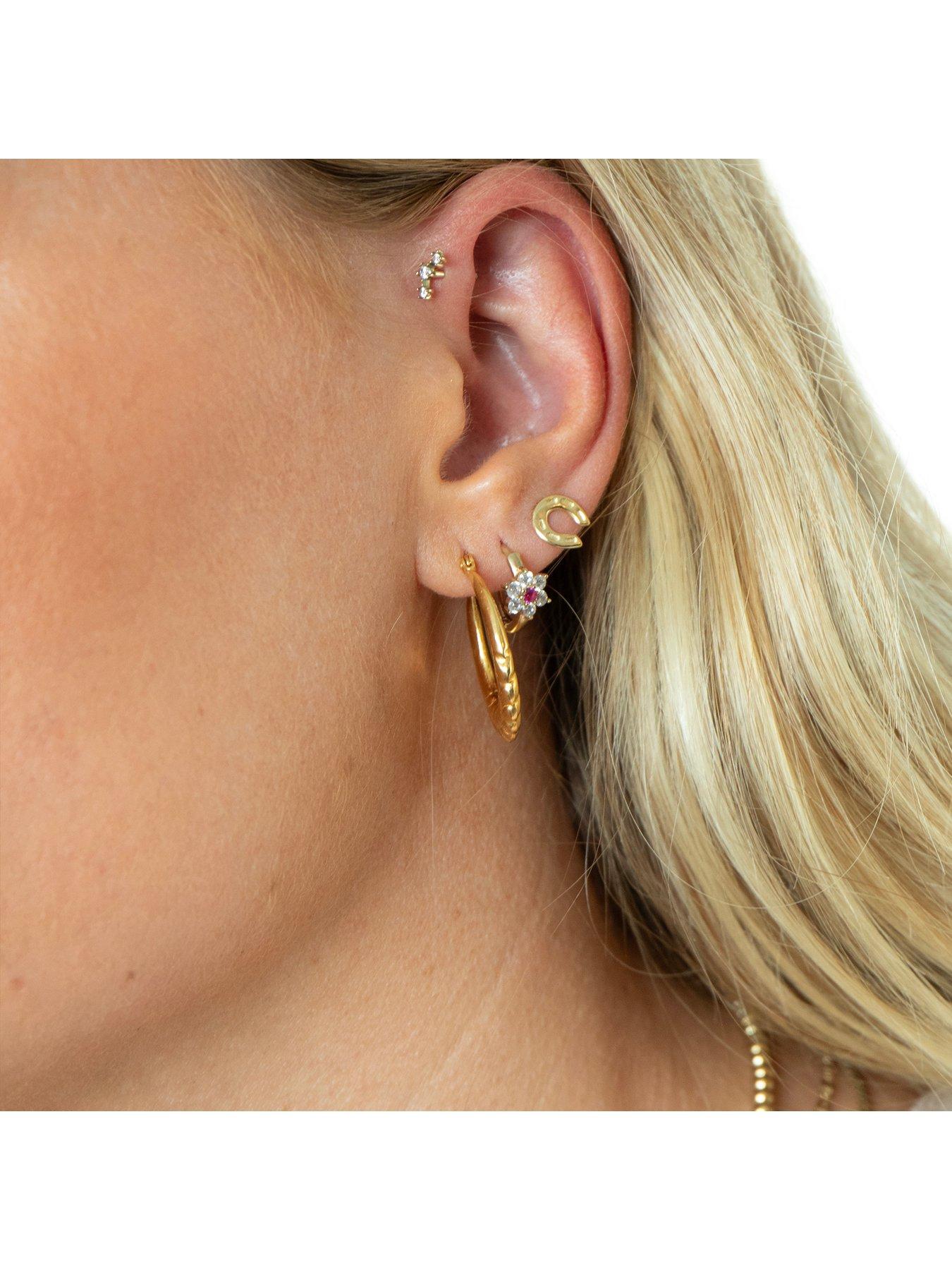 Image 4 of 5 of Seol + Gold Horseshoe Stud Earrings