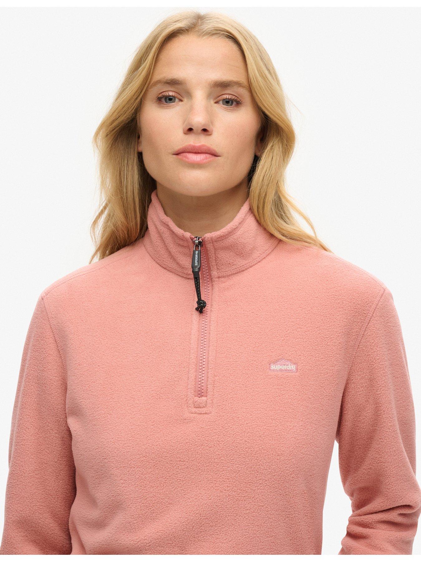 Image 4 of 5 of Superdry Polar Fleece Cropped Half Zip - Pink