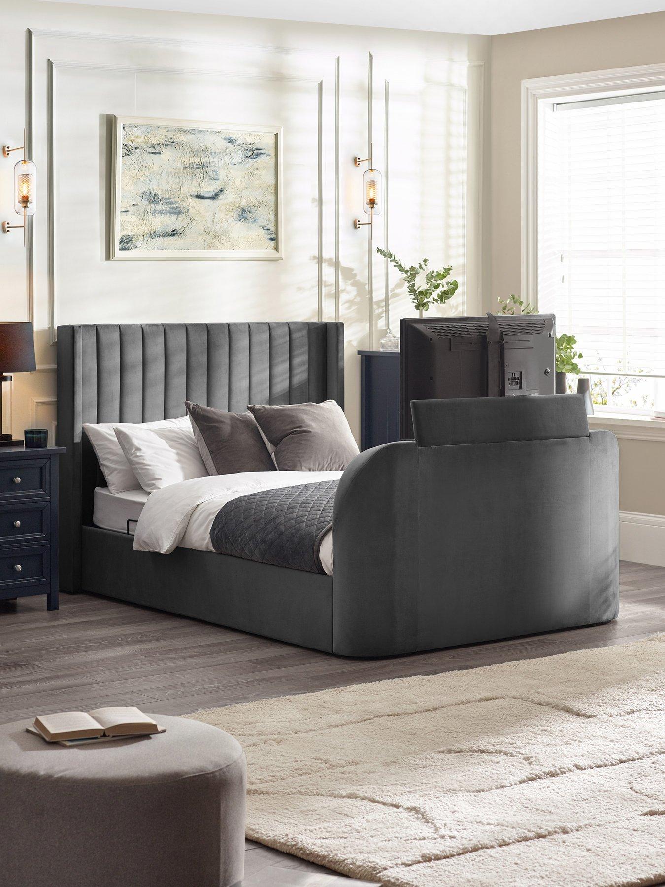 Image of Julian Bowen Clara Side Lift Ottoman Storage TV Bed - fits up to 43 inch TV - Dark Grey