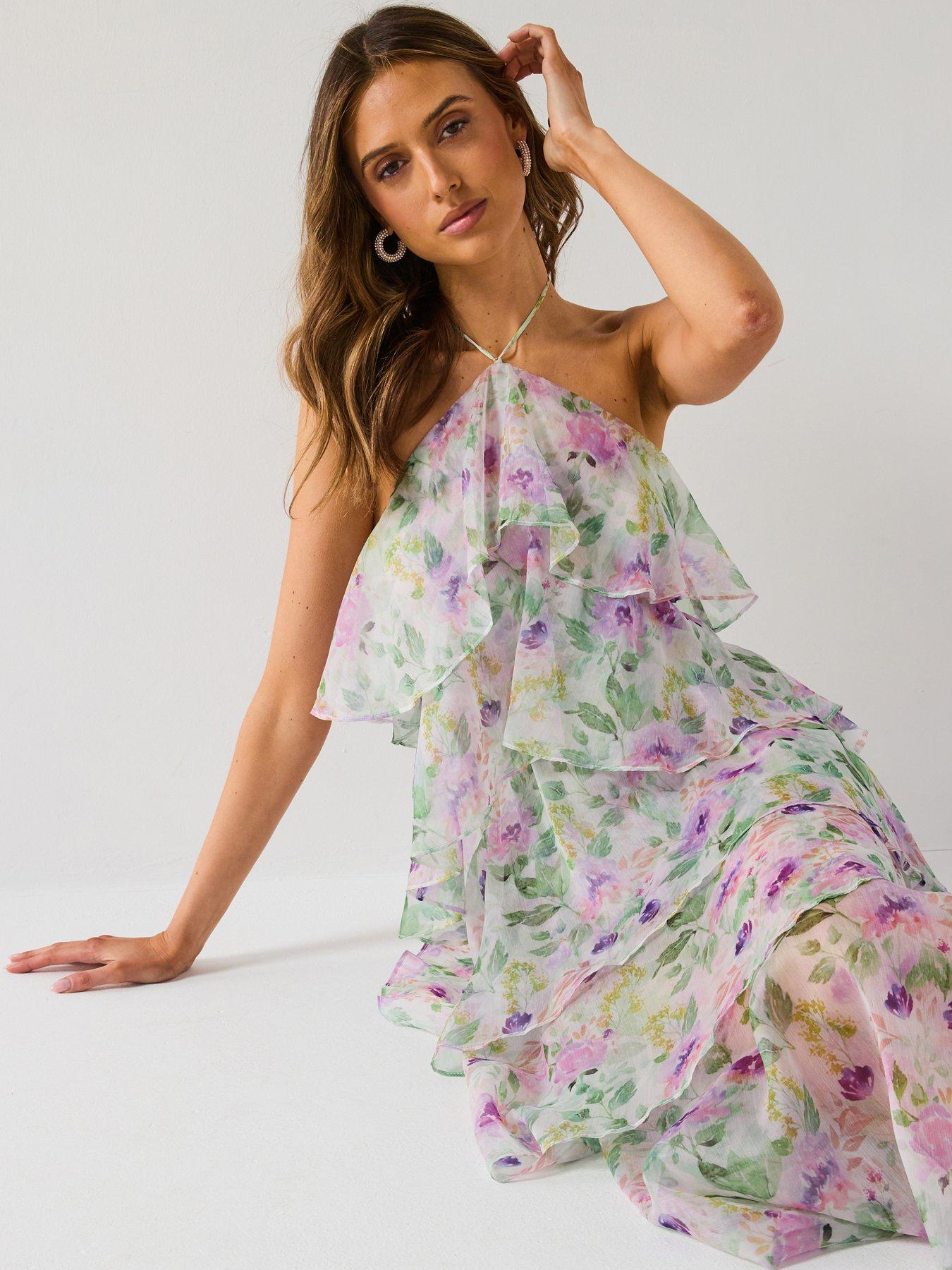 elliatt mirabelle tiered halter dress Elliatt Mirabelle Cocktail Dress - Multi