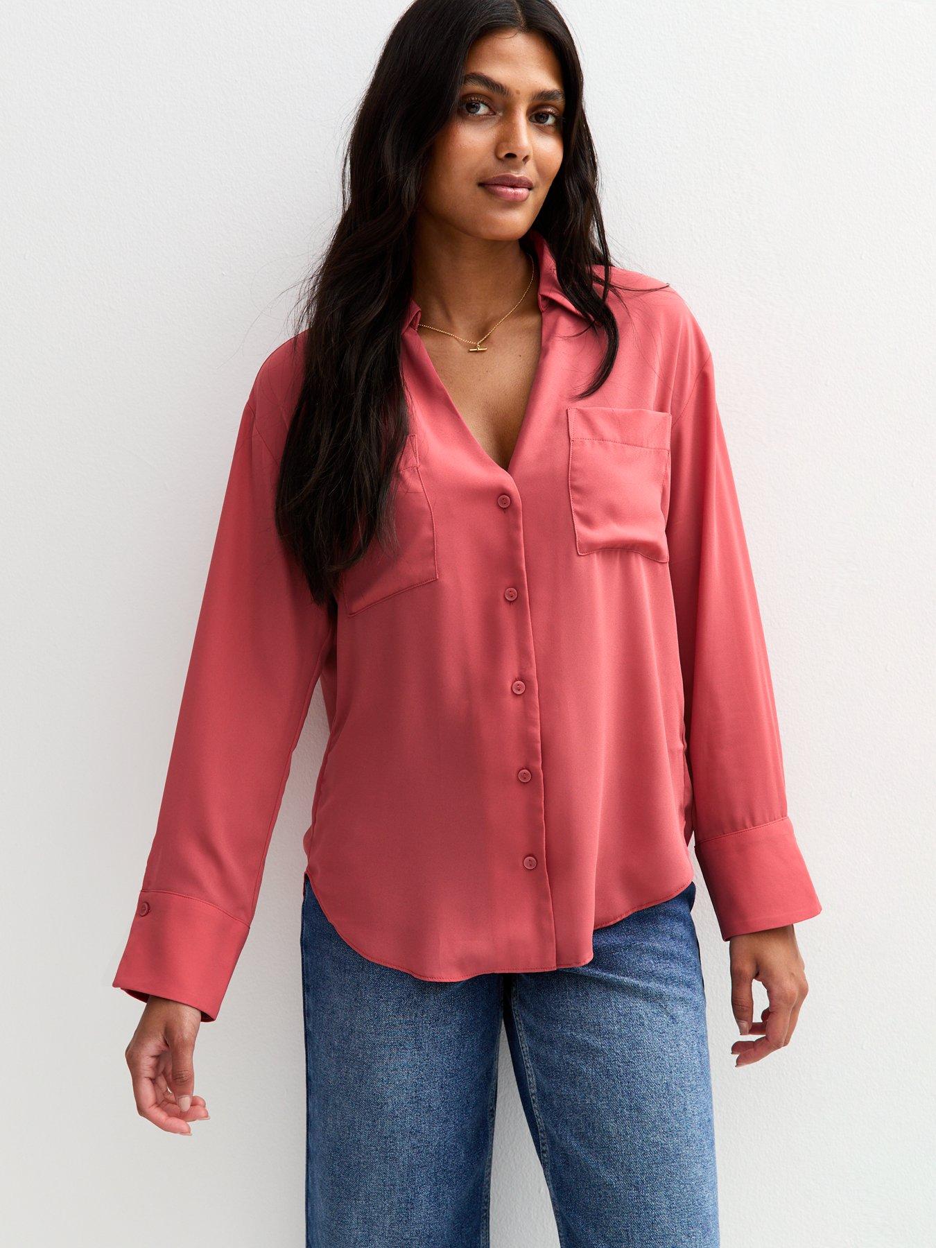 Image of New Look V-neck Curved Hem Shirt