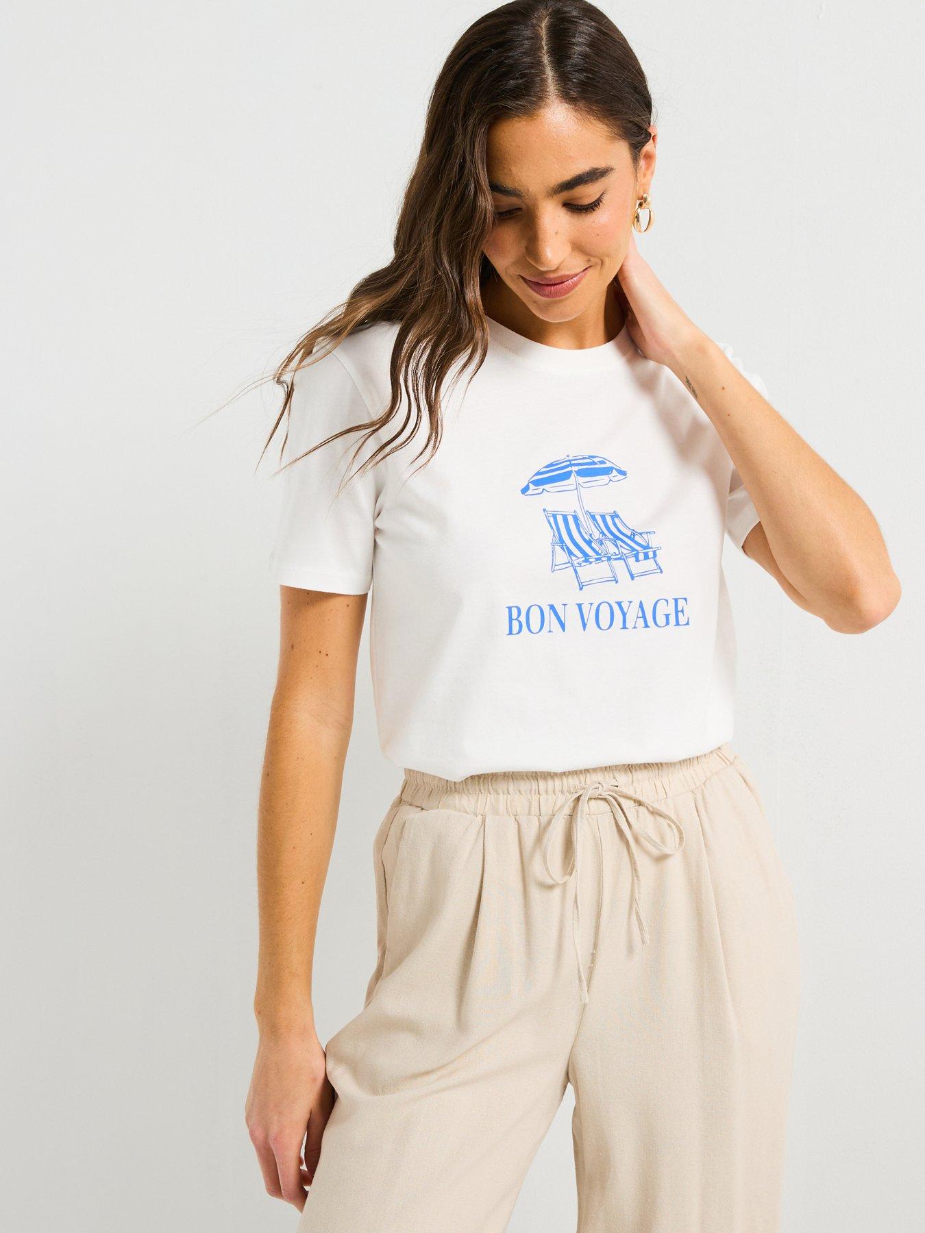 Image of V by Very Bon Voyage Printed T-Shirt - White