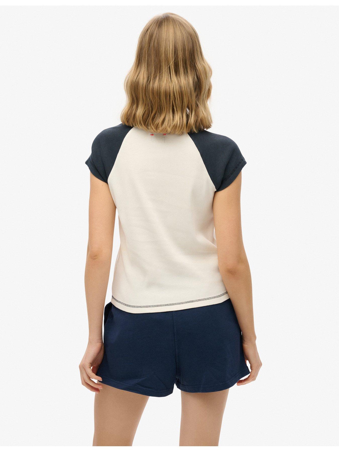 Image 2 of 4 of Superdry Athletic Essentials Raglan Cap Sleeve T-Shirt - White