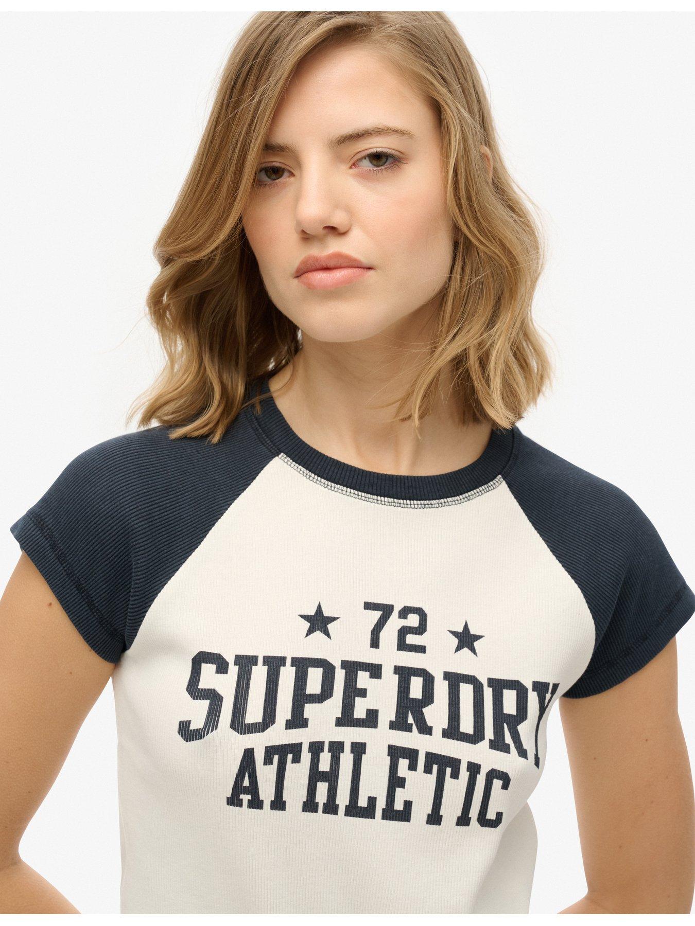 Image 4 of 4 of Superdry Athletic Essentials Raglan Cap Sleeve T-Shirt - White