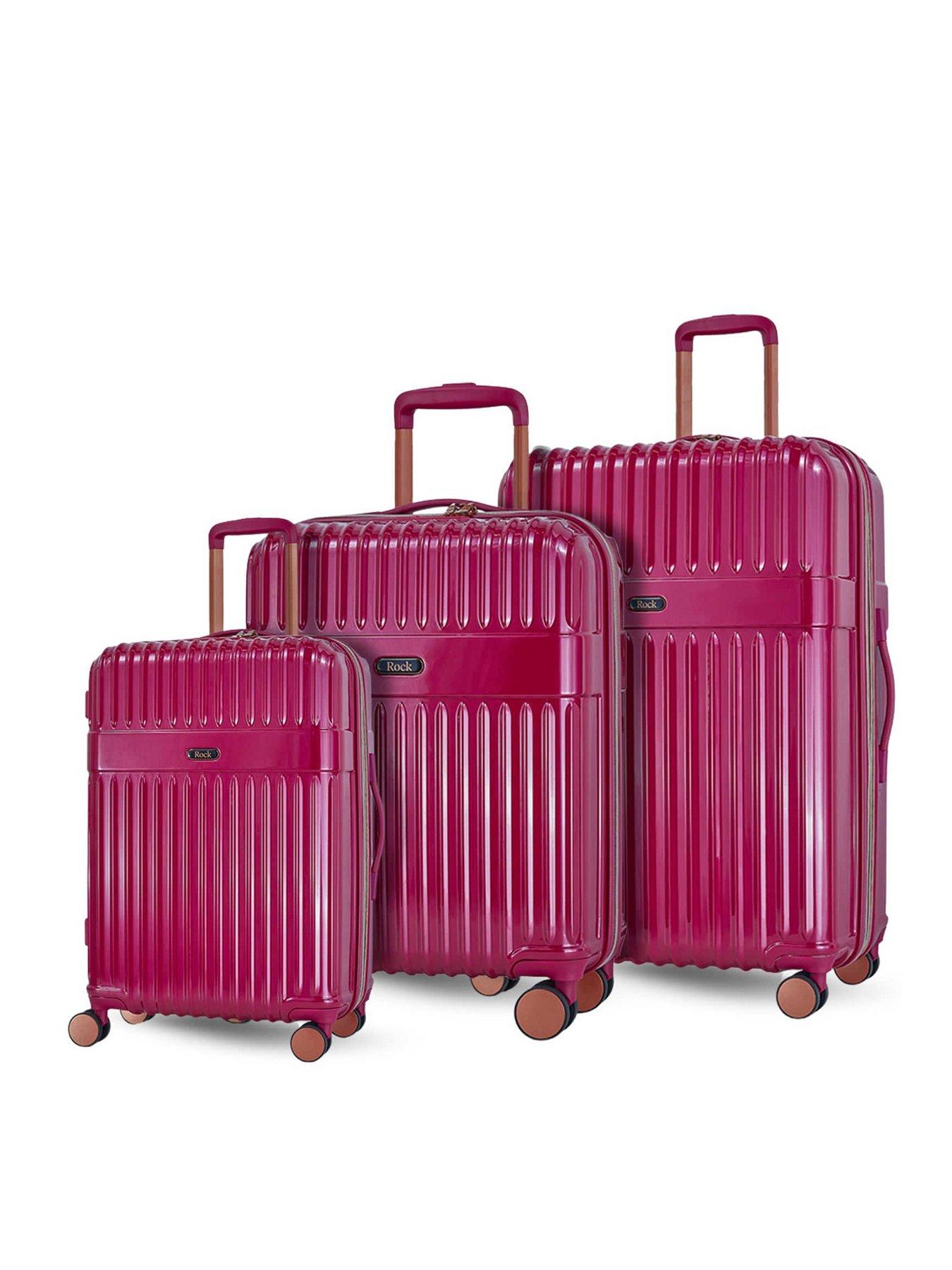 Image 1 of 6 of Rock Luggage Selene Pink 3-Piece Set (Cabin/Medium/Large)