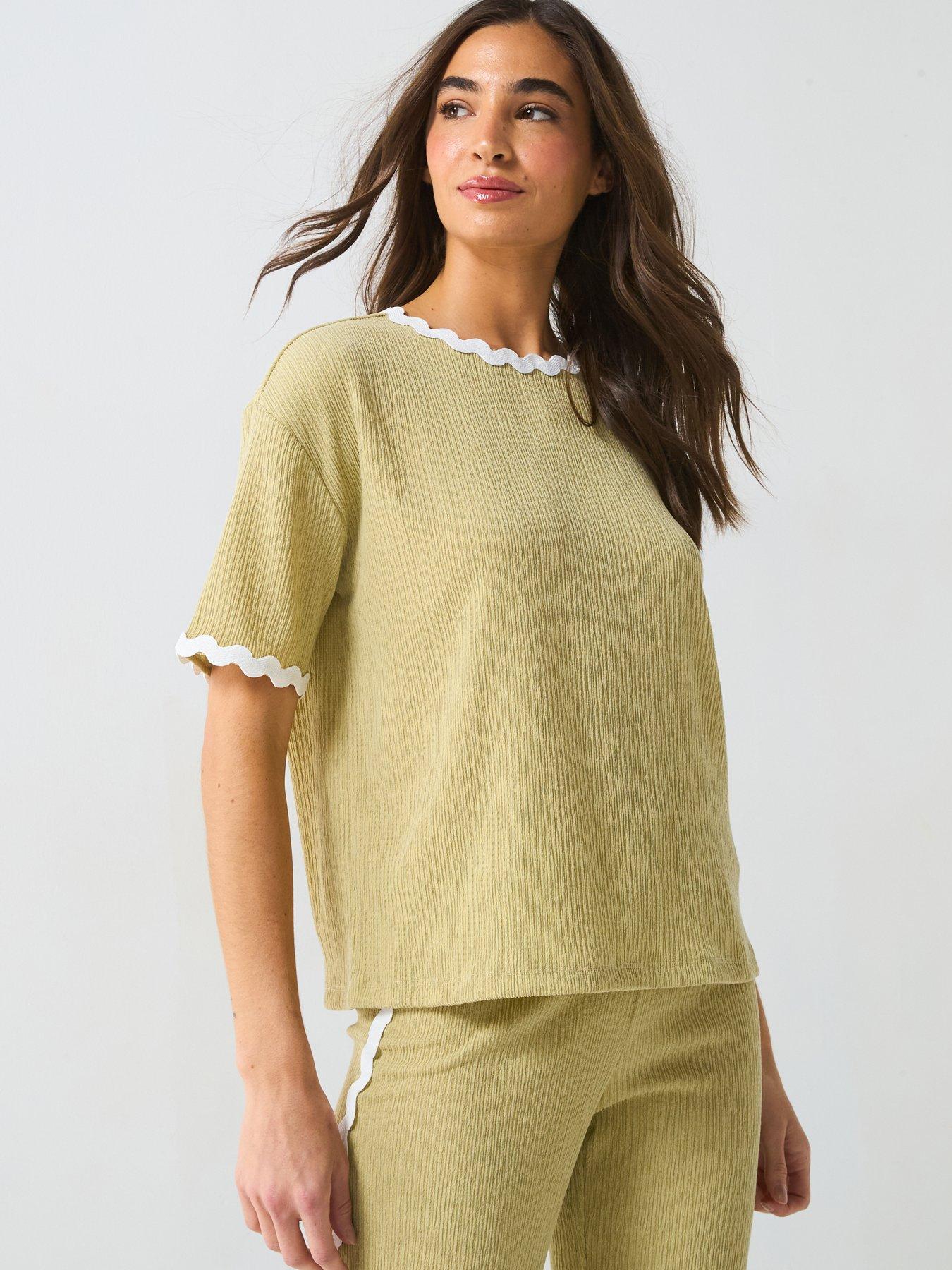 Image of V by Very Rik Rak Boxy T-Shirt Co-Ord - Green