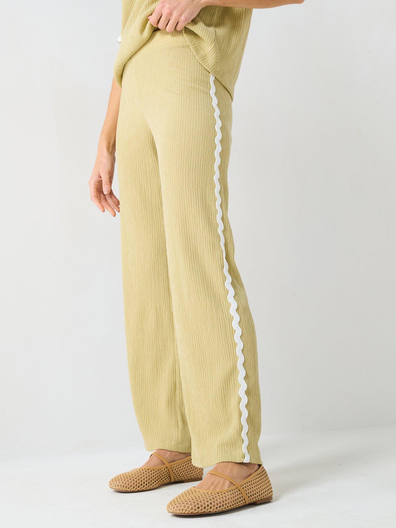 Image of V by Very Rik Rak Wide Leg Trouser - Green
