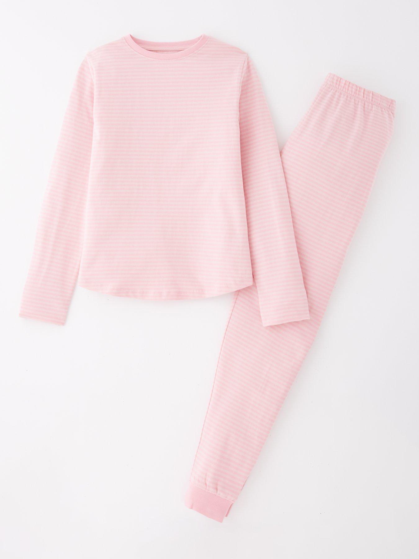 the-very-collection-girls-long-sleeve-cotton-stripe-pyjamas-pinkfront