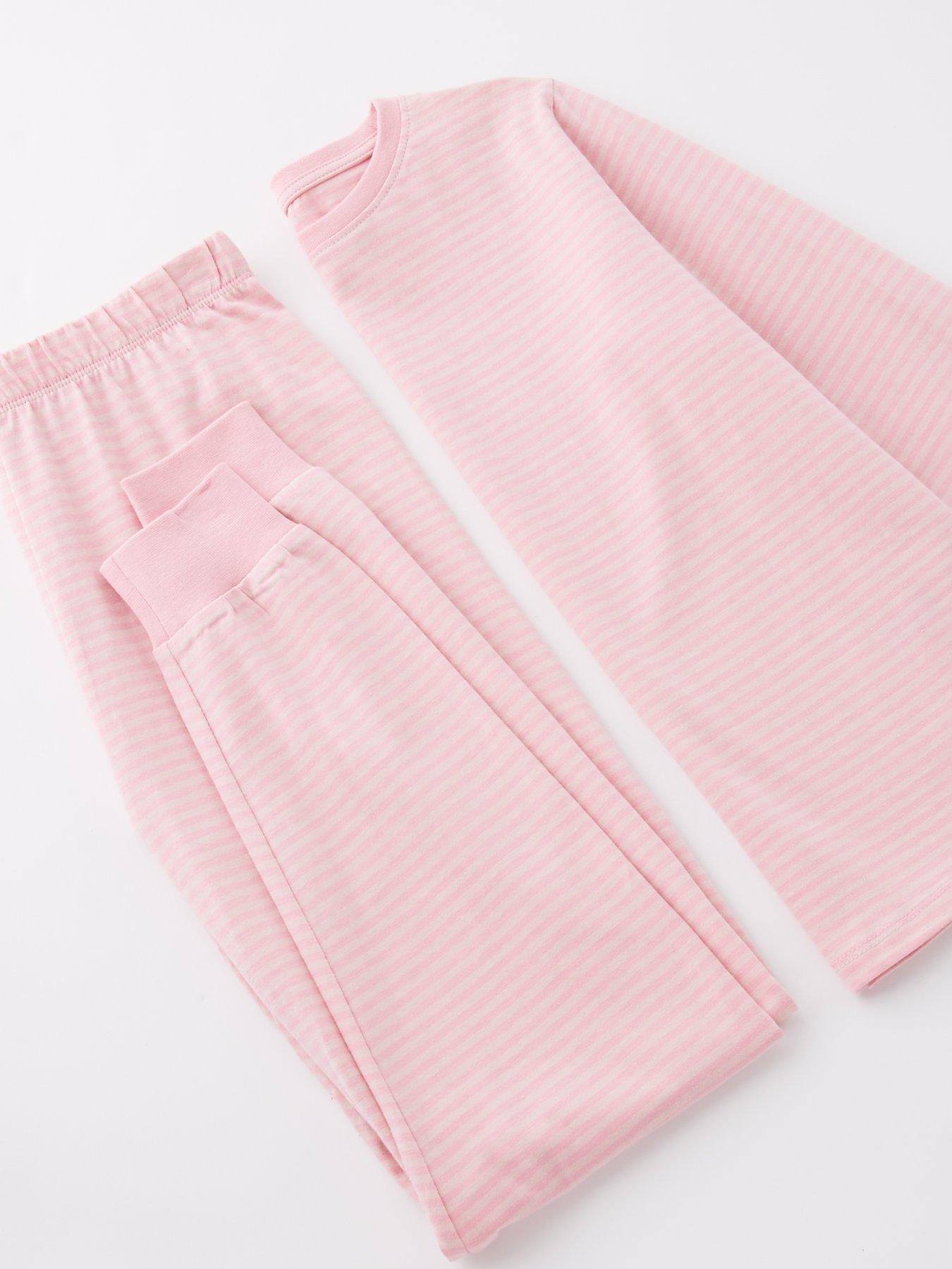 the-very-collection-girls-long-sleeve-cotton-stripe-pyjamas-pinkdetail