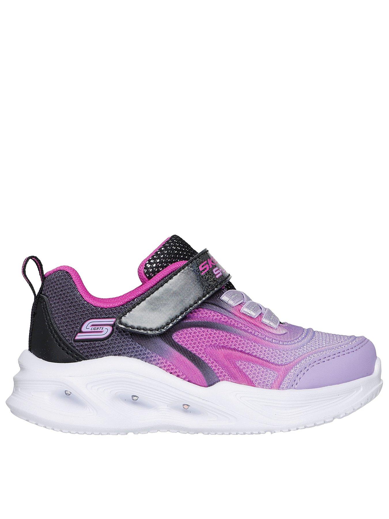 Skechers Lighted Gore  &  Strap Sneaker with Ombre Embossed Upper - Purple
