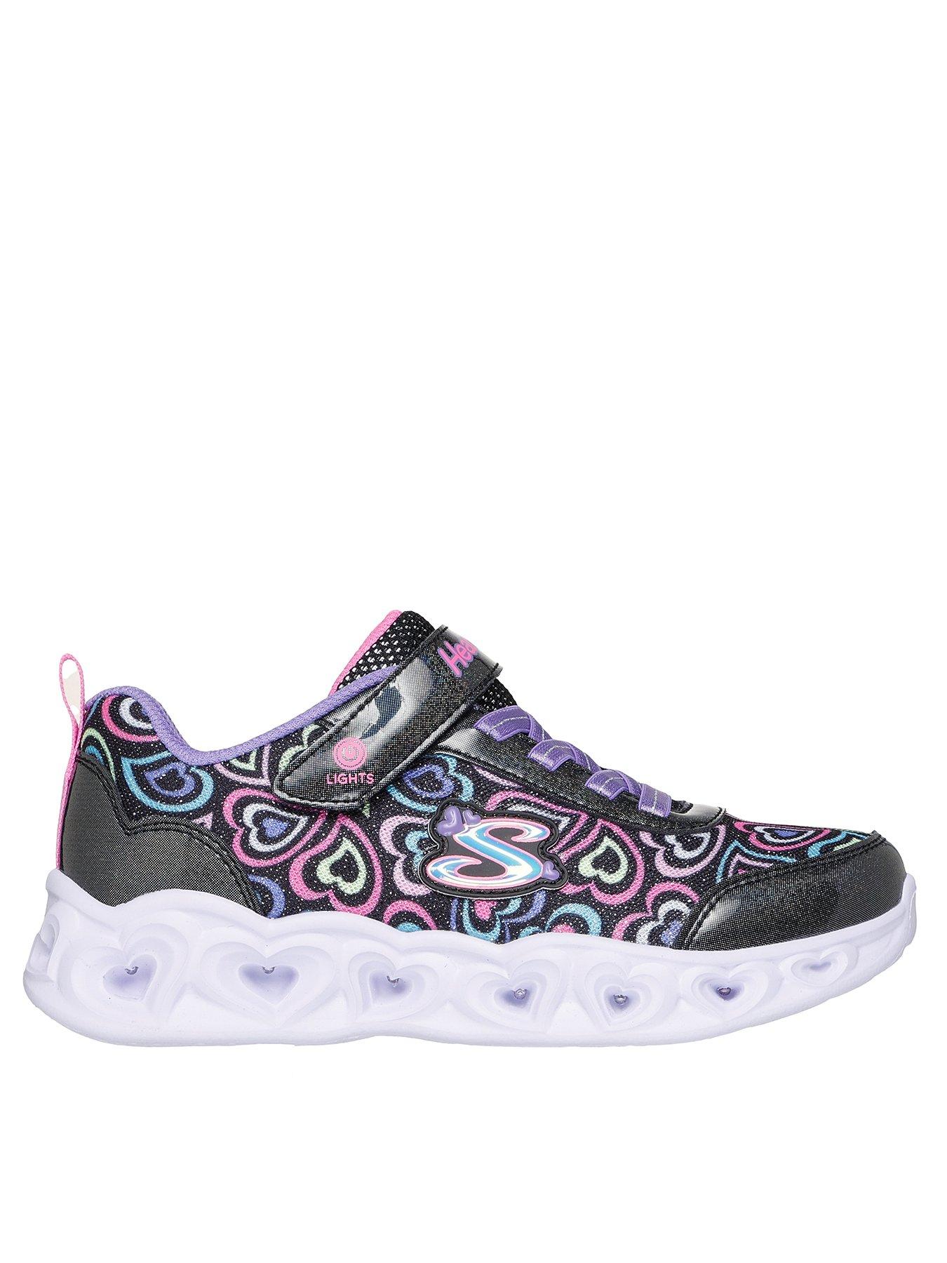 Skechers Lighted Gore  &  Strap With Multi Heart Sparkle Upper