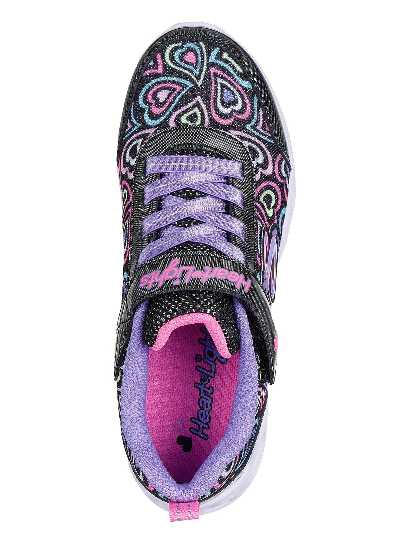 Image 3 of 5 of Skechers Lighted Gore &amp; Strap With Multi Heart Sparkle Upper
