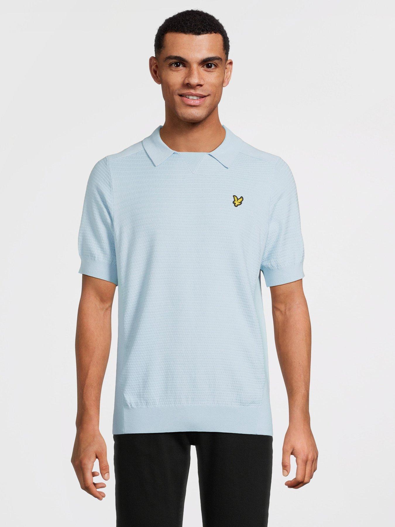 undefined Herringbone Knitted Polo Shirt - Blue