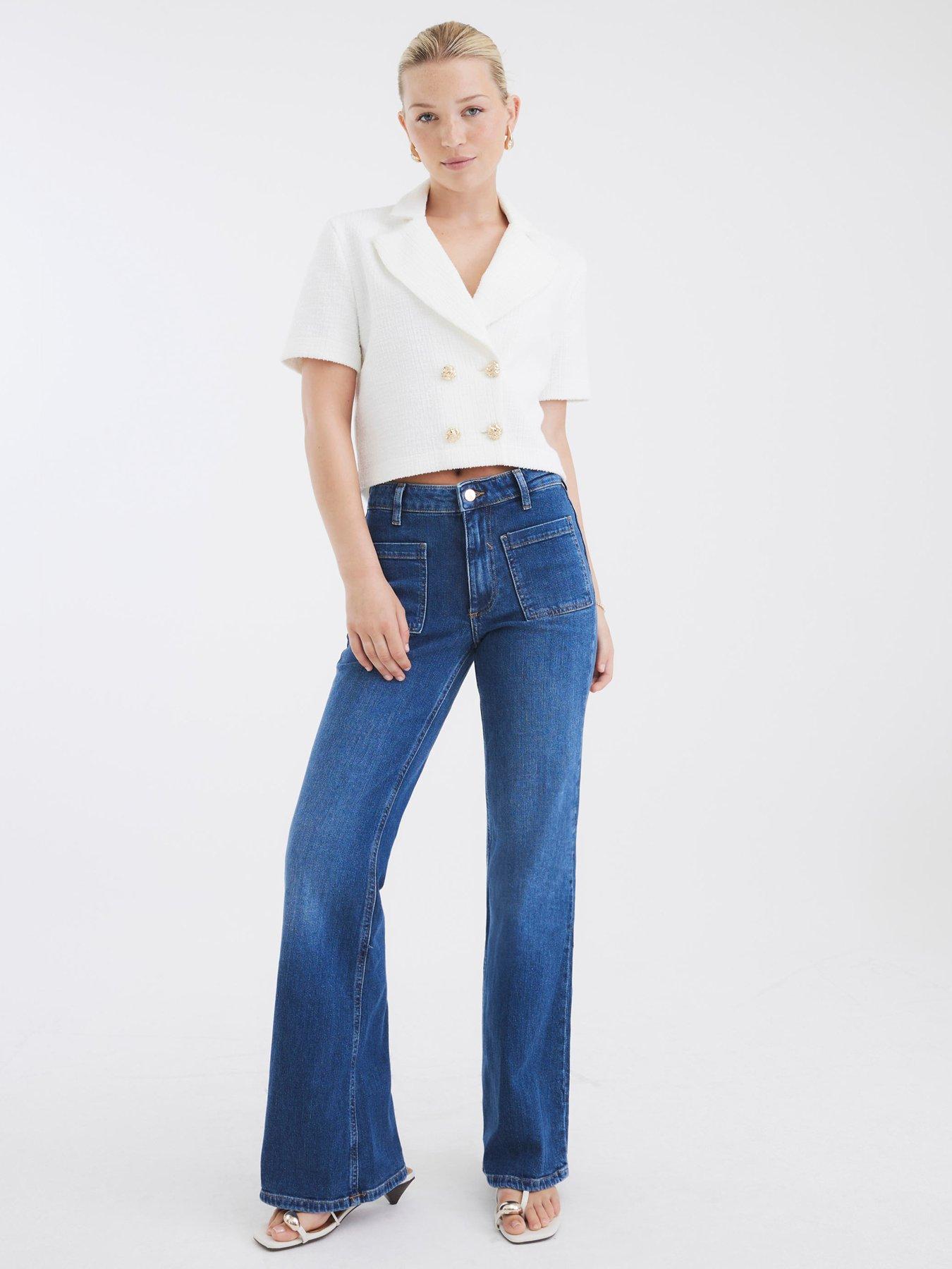 undefined Relaxed High Rise Flare - Medium Denim