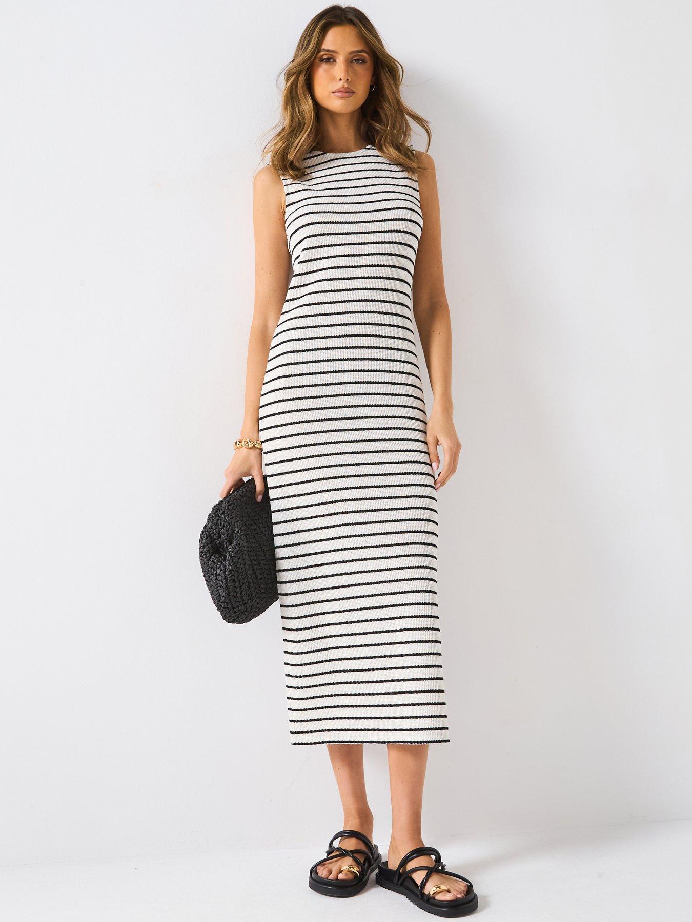 Image of V by Very Textured Column Dress - White