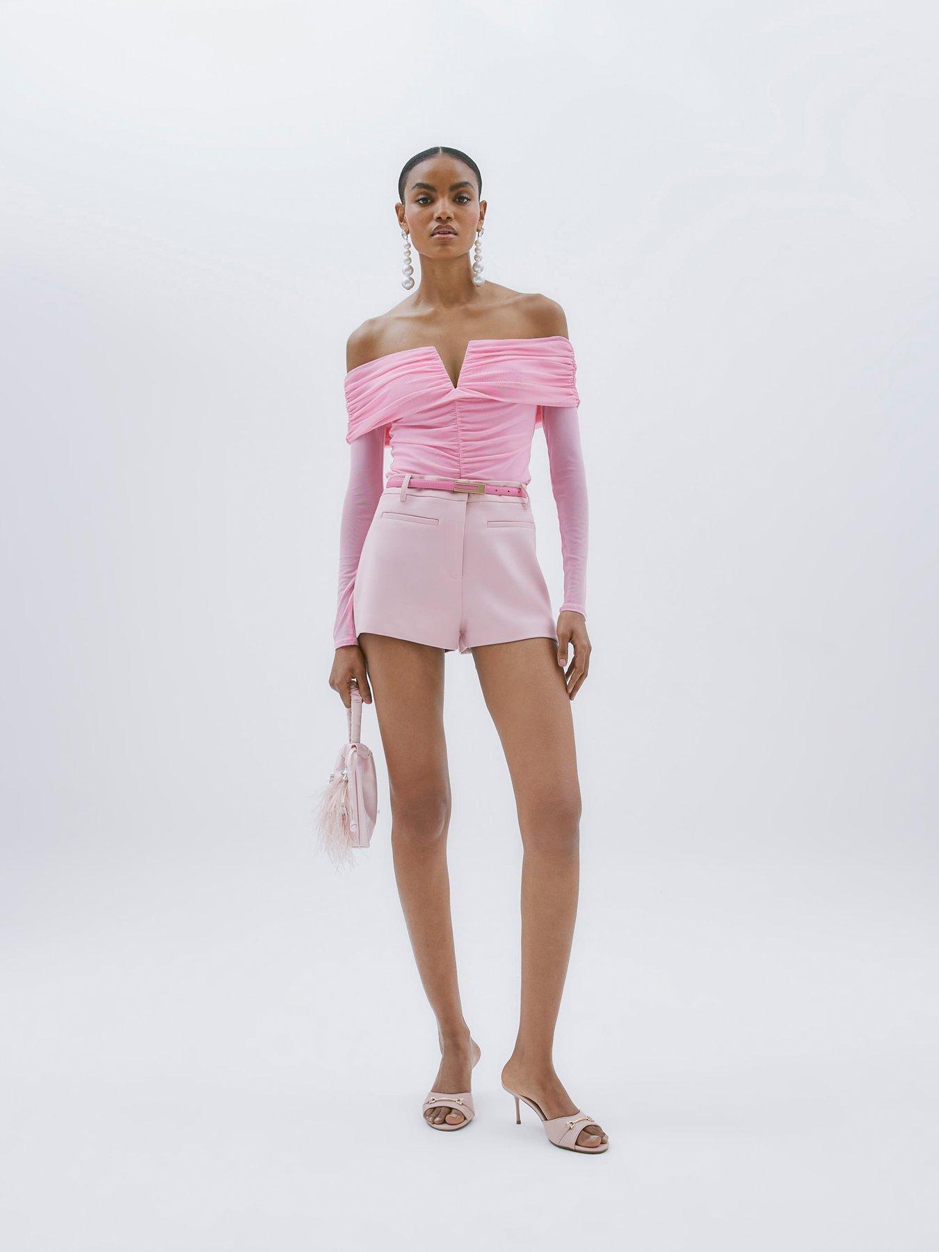 Image 2 of 4 of River Island Long Sleeve Mesh Body - Light Pink